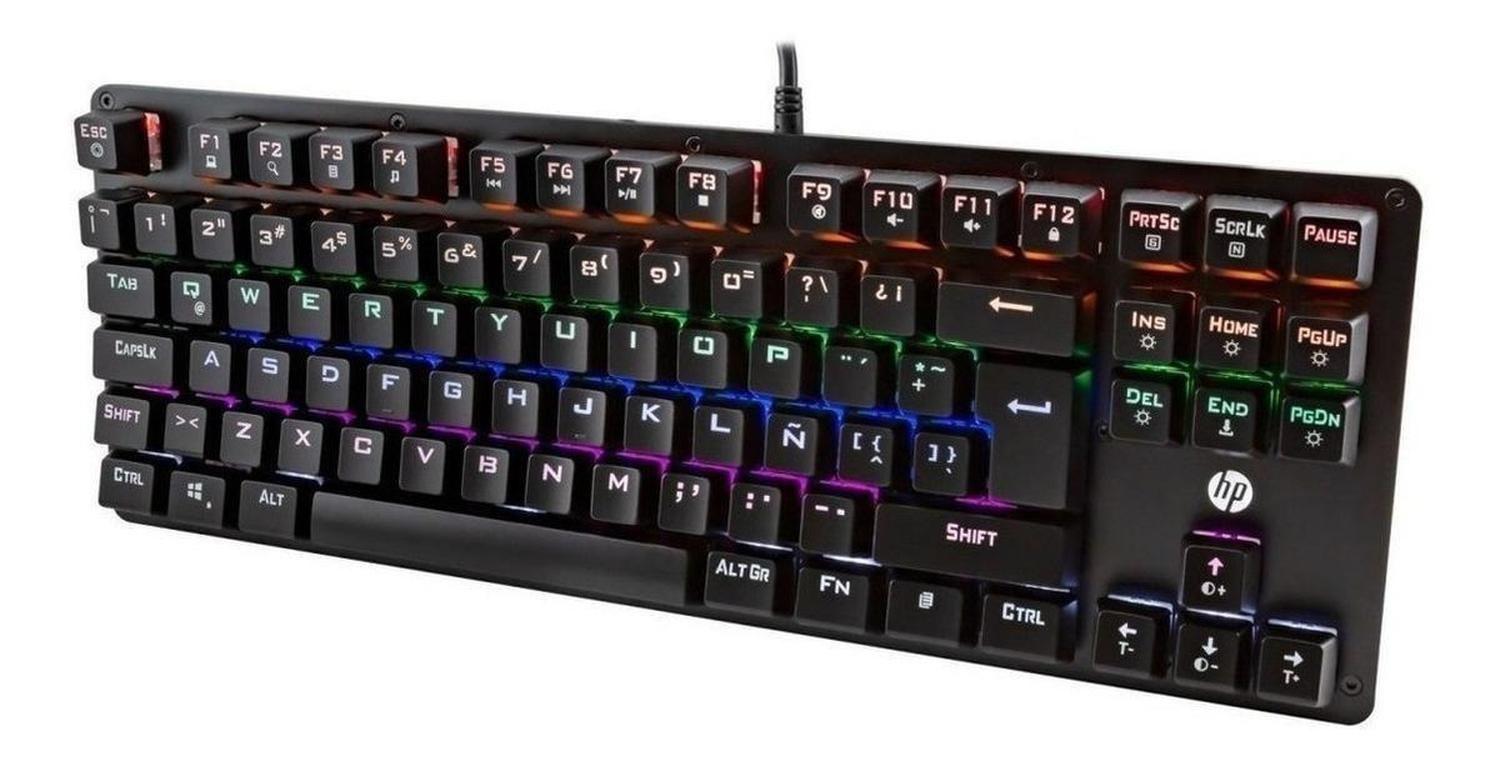 Teclado Mecanico Gamer Hp Gk200 Qwerty Hp Blue Español Negro-0