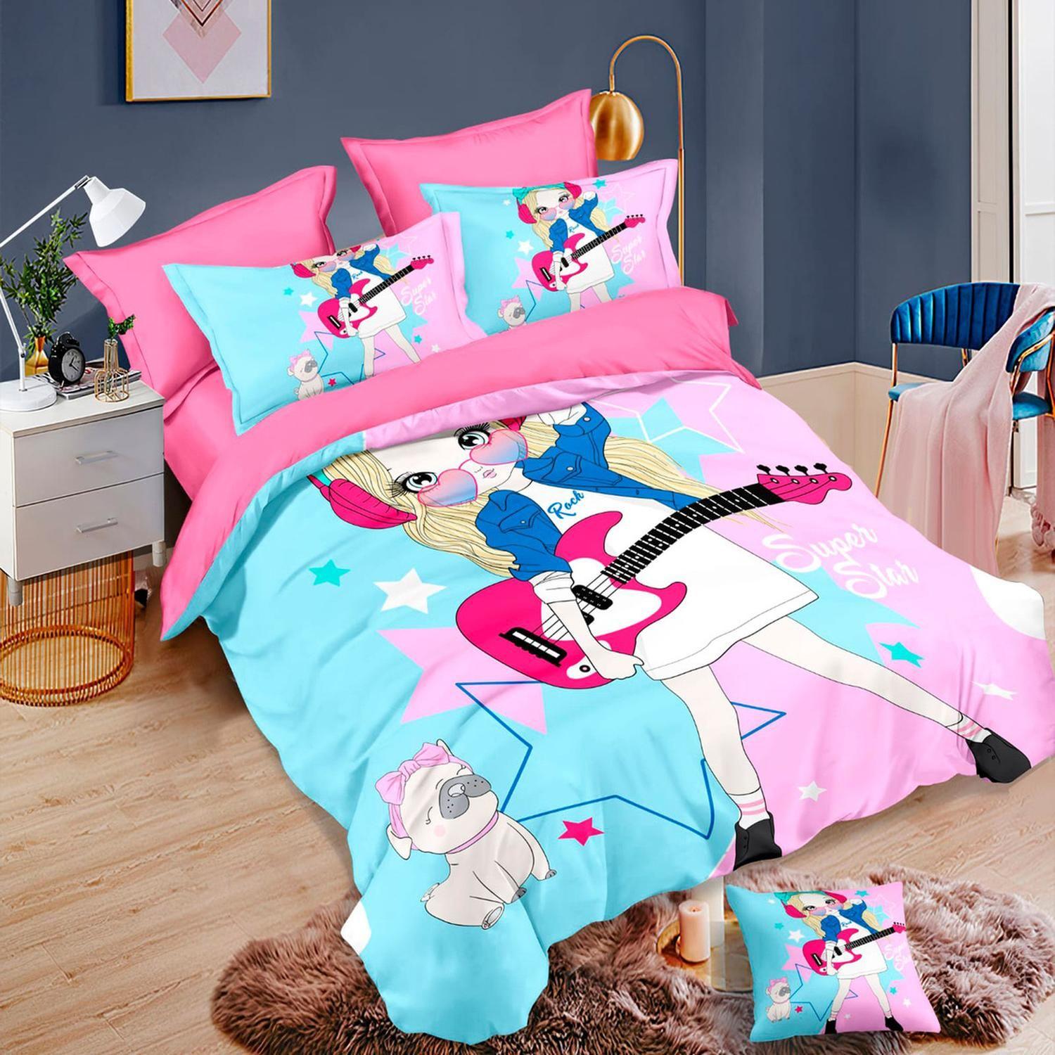 Cubrecama Quilt Verano 1.5 Plazas +funda 50x70 Niña Rock 608-0