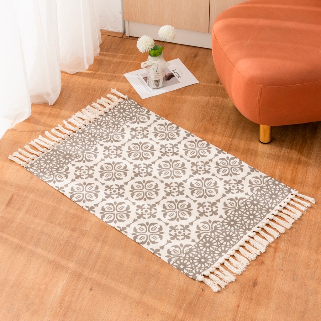 Bajada De Cama 60x90cm De Lino Grueso Con Diseño Clásico 736-1