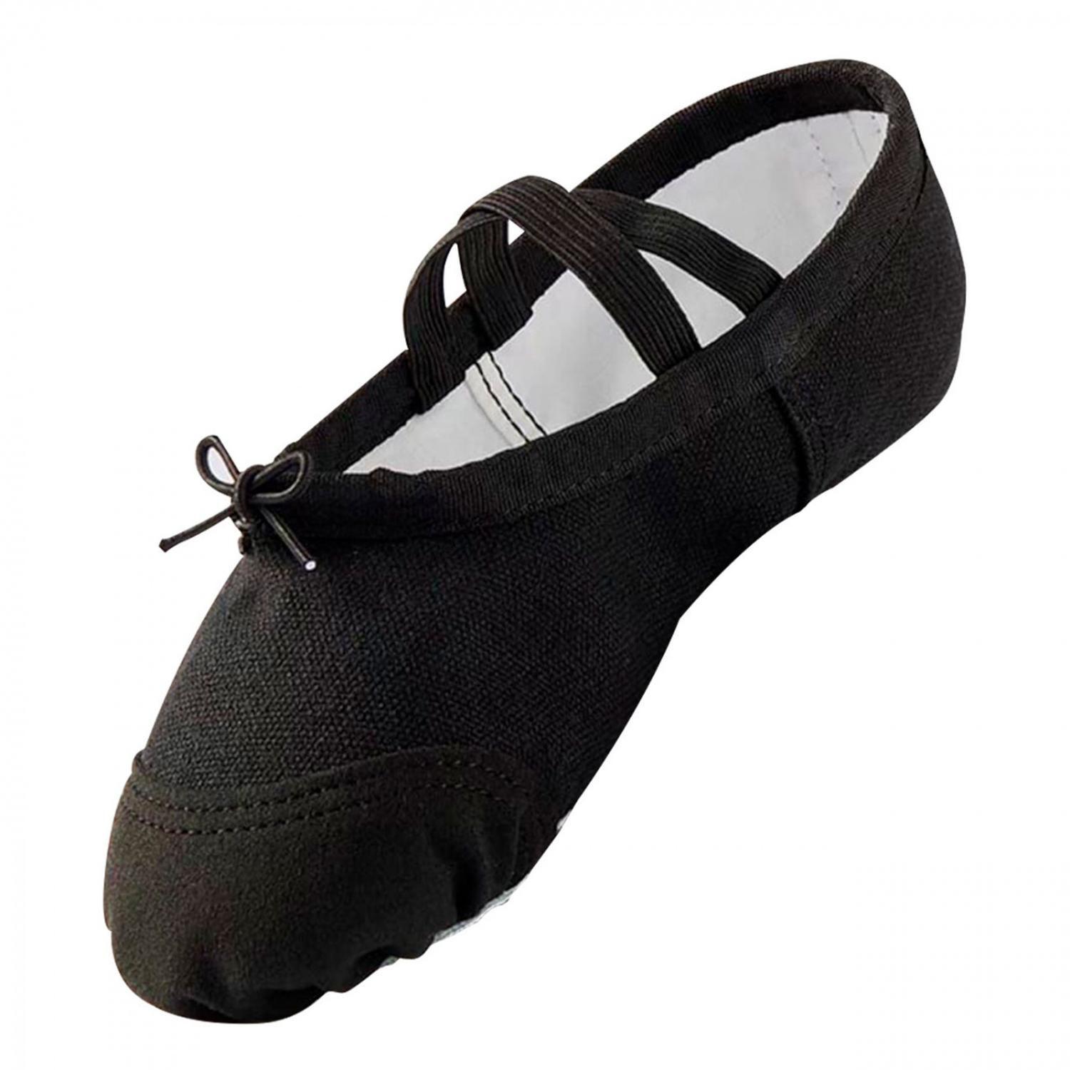 Zapatillas Media Punta Lona Y Gamuza Ballet Niña Negro 7702-0