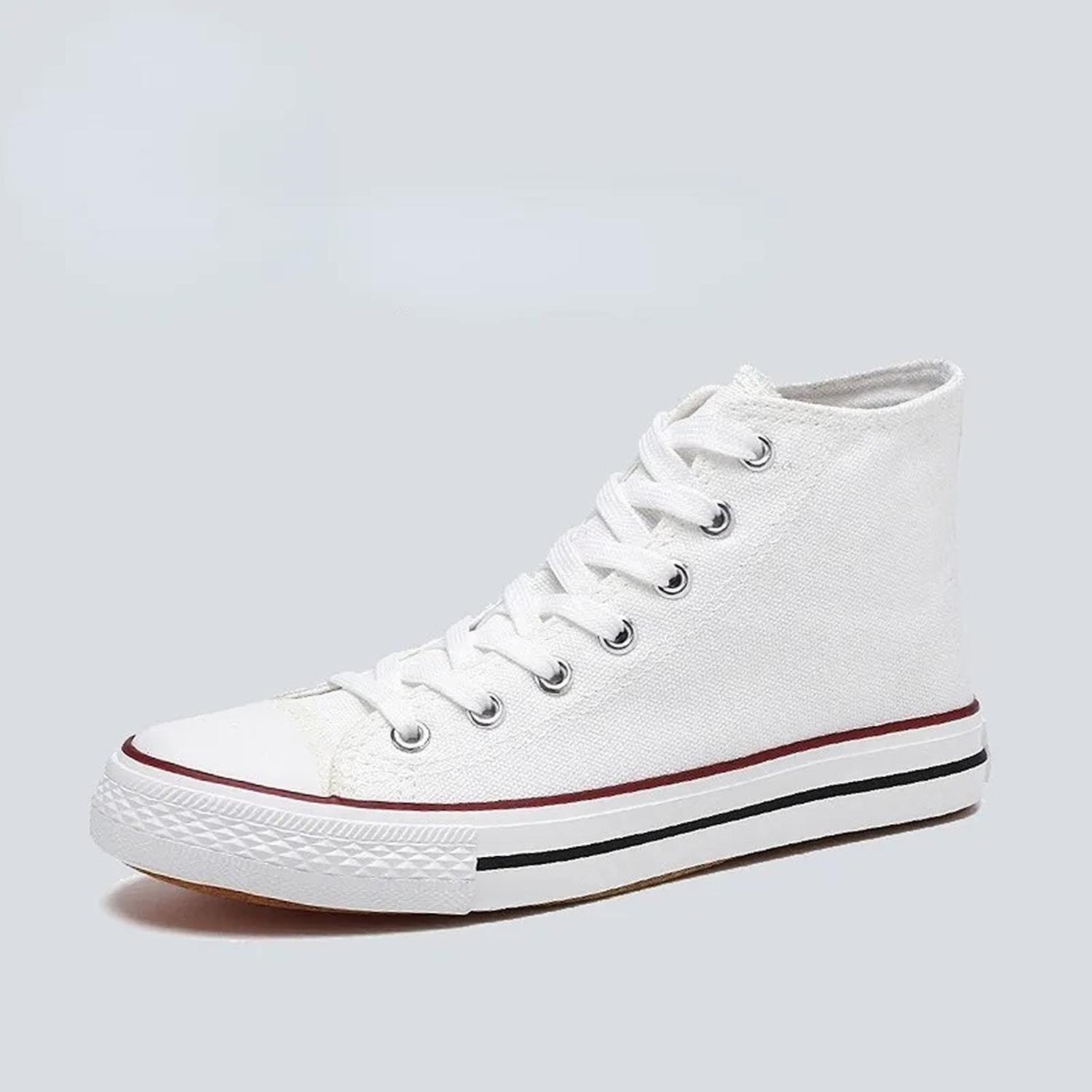 Zapatillas De Lona Con Caña Mujer Moda Urbanas-casual Blanca 7258-0