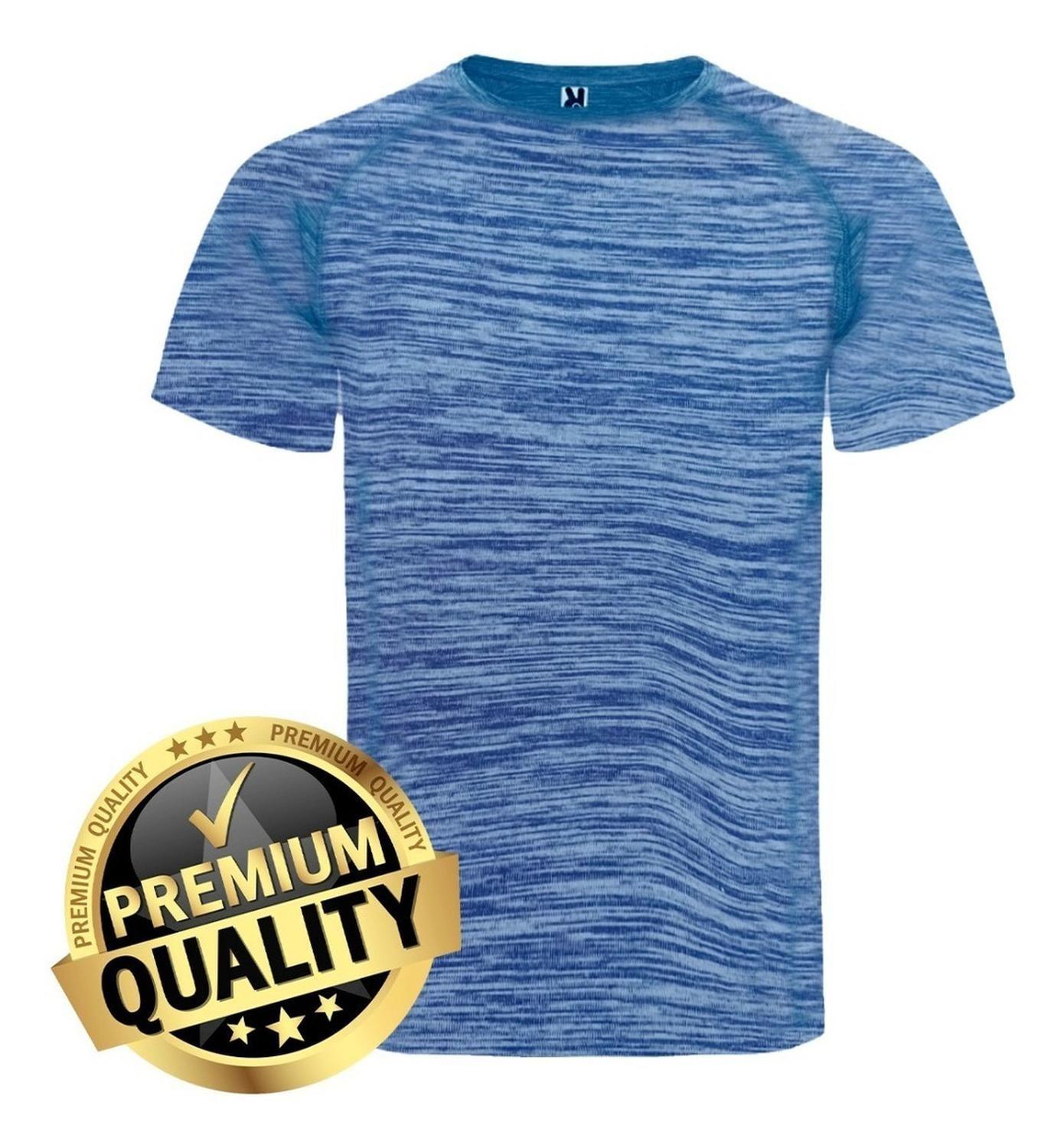 Polera Deportiva De Poliéster Manga Corta Jaspeado - Azul-0