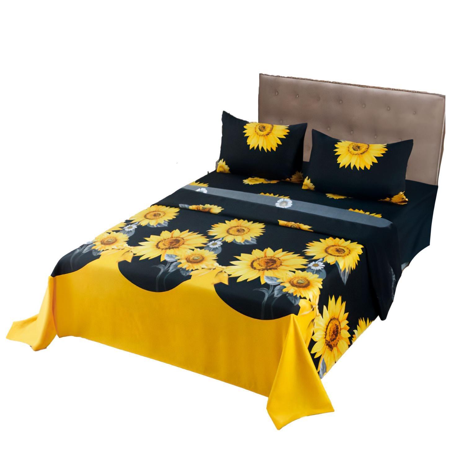 JUEGO DE SABANAS 1.5 ALGODON 200 HILOS GIRASOLES 592-0