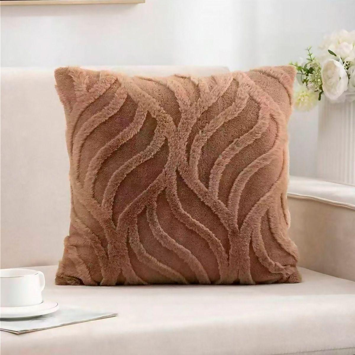 Funda Cojín 45x45cm Café Textura Aterciopelada Relieve 449-1