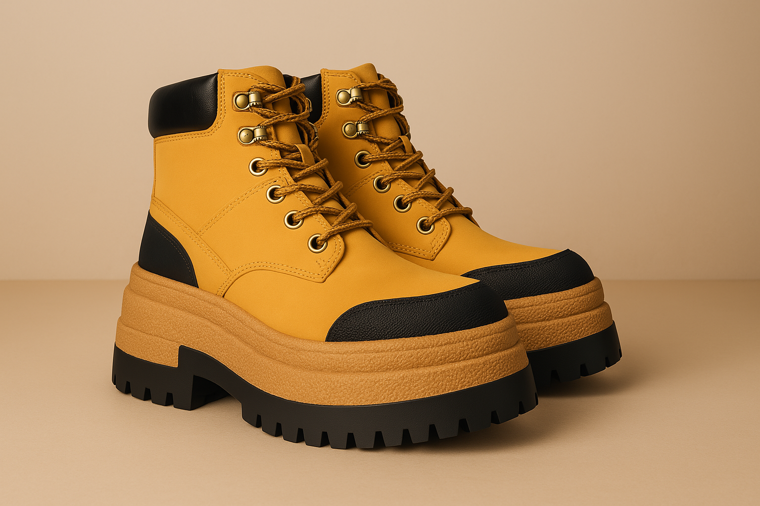 Botín Mujer Plataforma | Estilo Urbano Robusto Camel - 7729-3