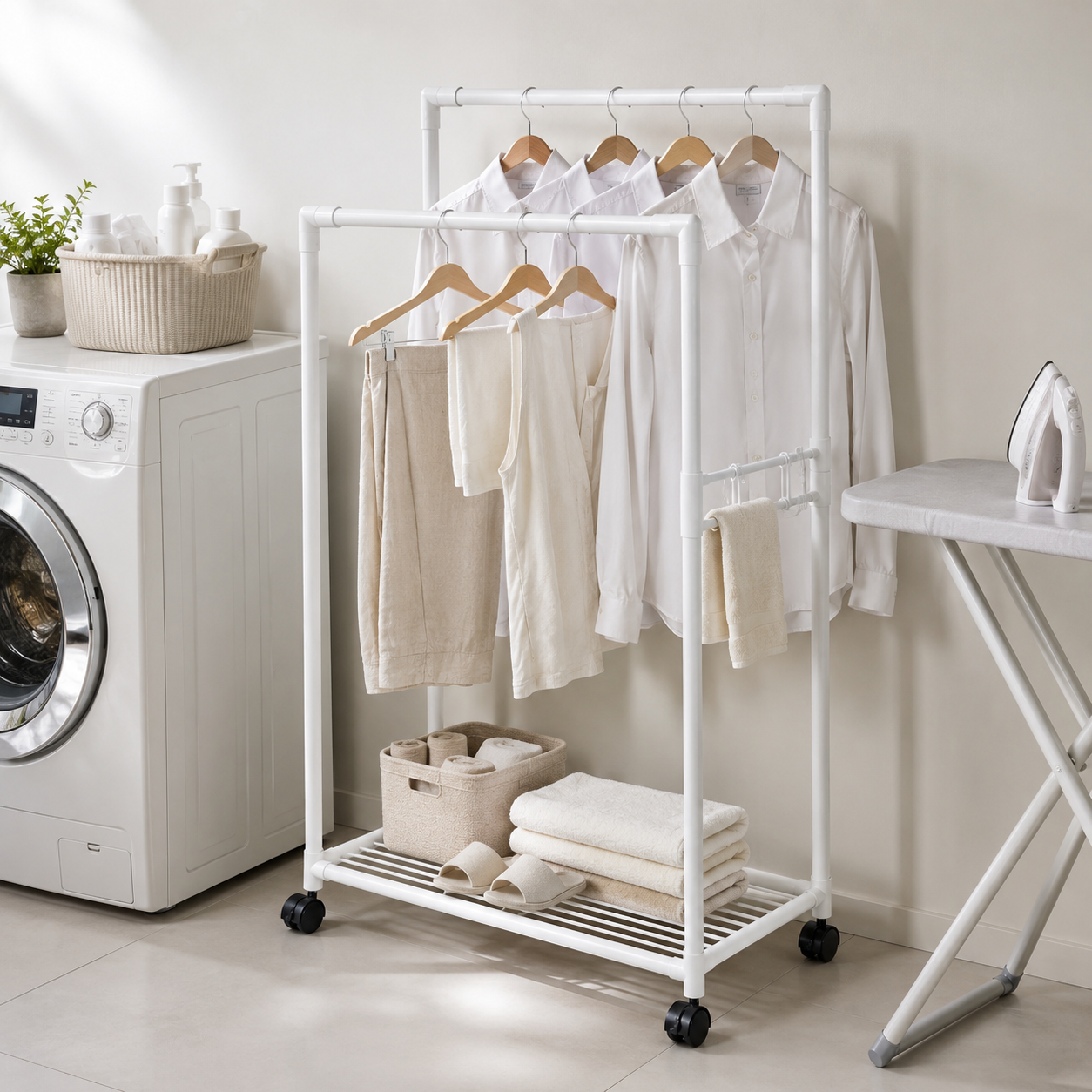 Perchero de Piso Metálico Plegable Armonia para Dormitorio Blanco 027-2