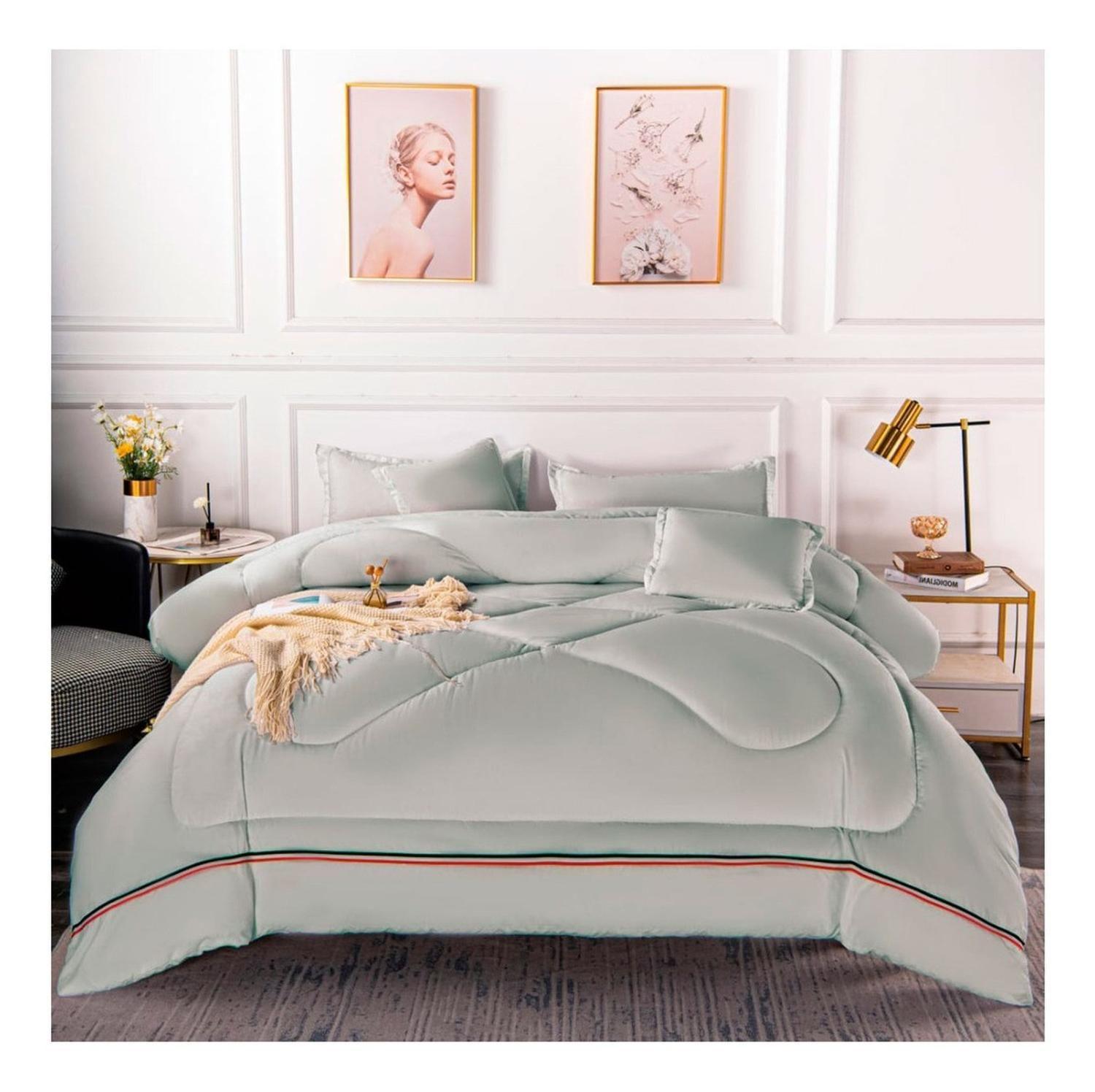 Plumón Cubrecama Acolchado 1.5 Plazas Color Gris 170x230-1