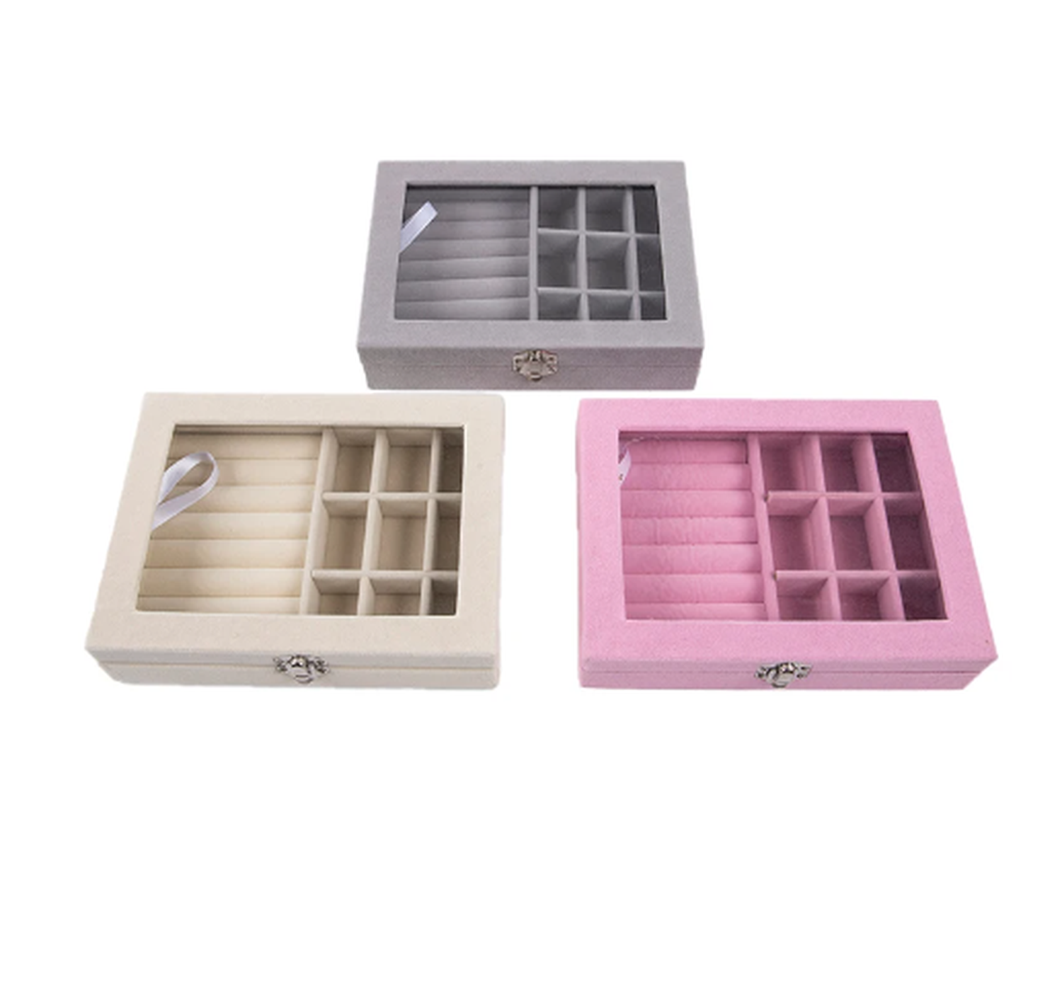 Elegancia en Terciopelo Gris: El Joyero Perfecto para tus Accesorios-1