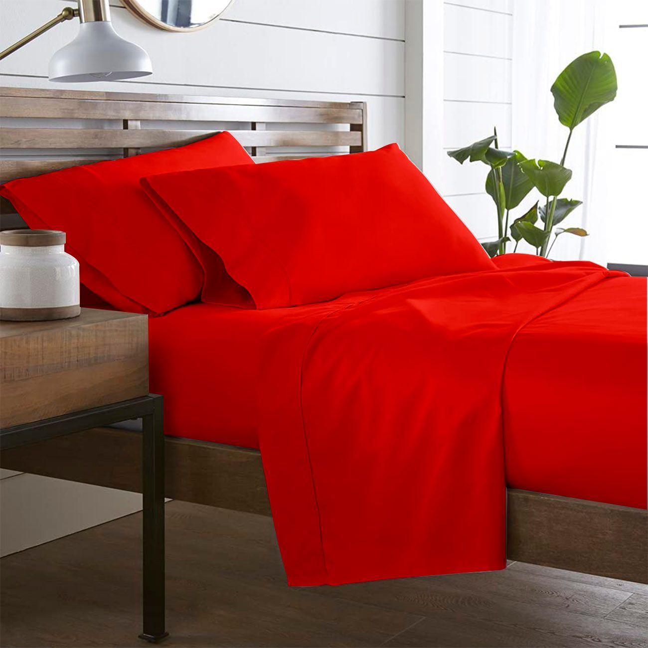 Juego de sabanas Rojo 1.5 Plazas Excelente Calidad-0