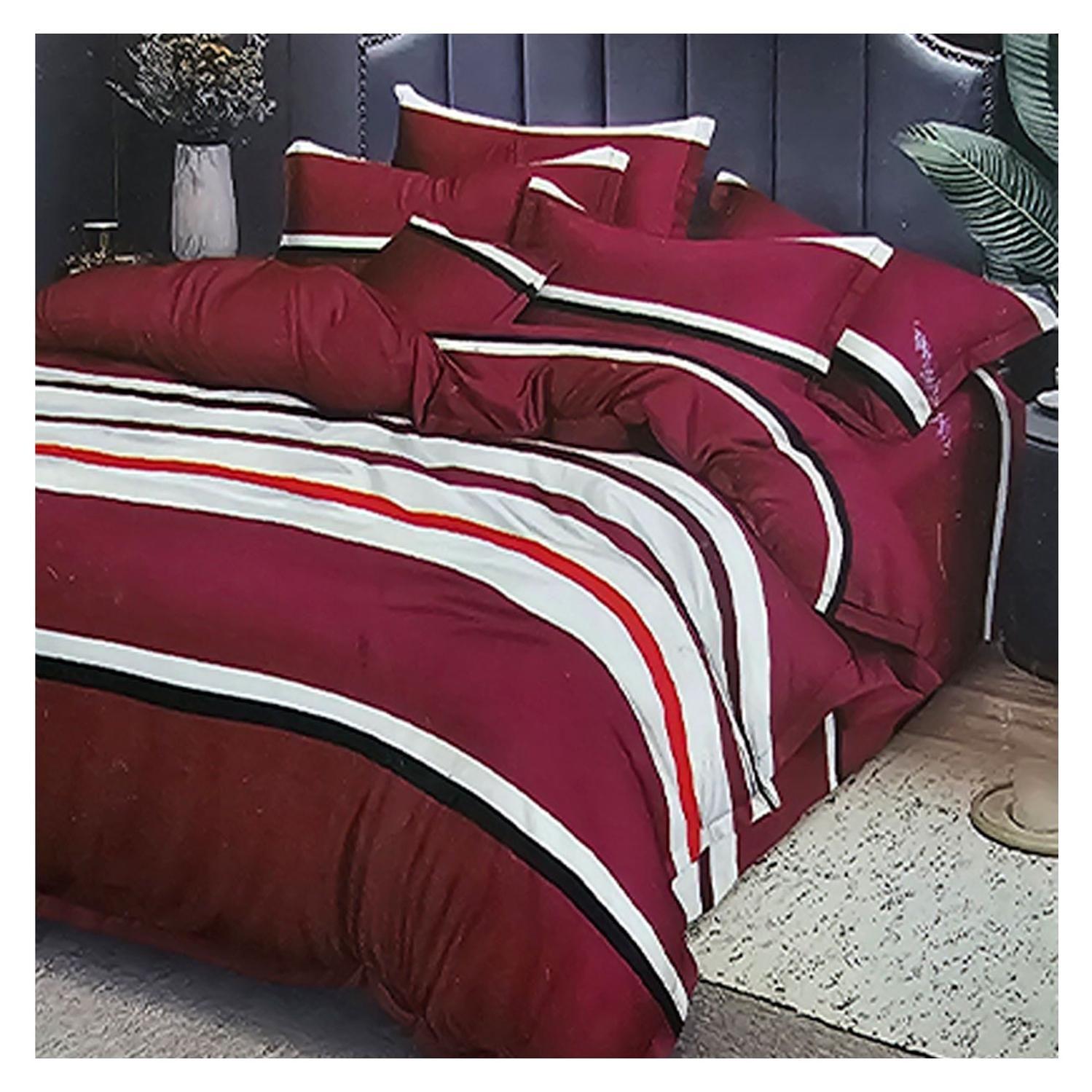 Sabana 800 Hilos 2.0 Plazas Estilo Americano Burdeo Lineas-0