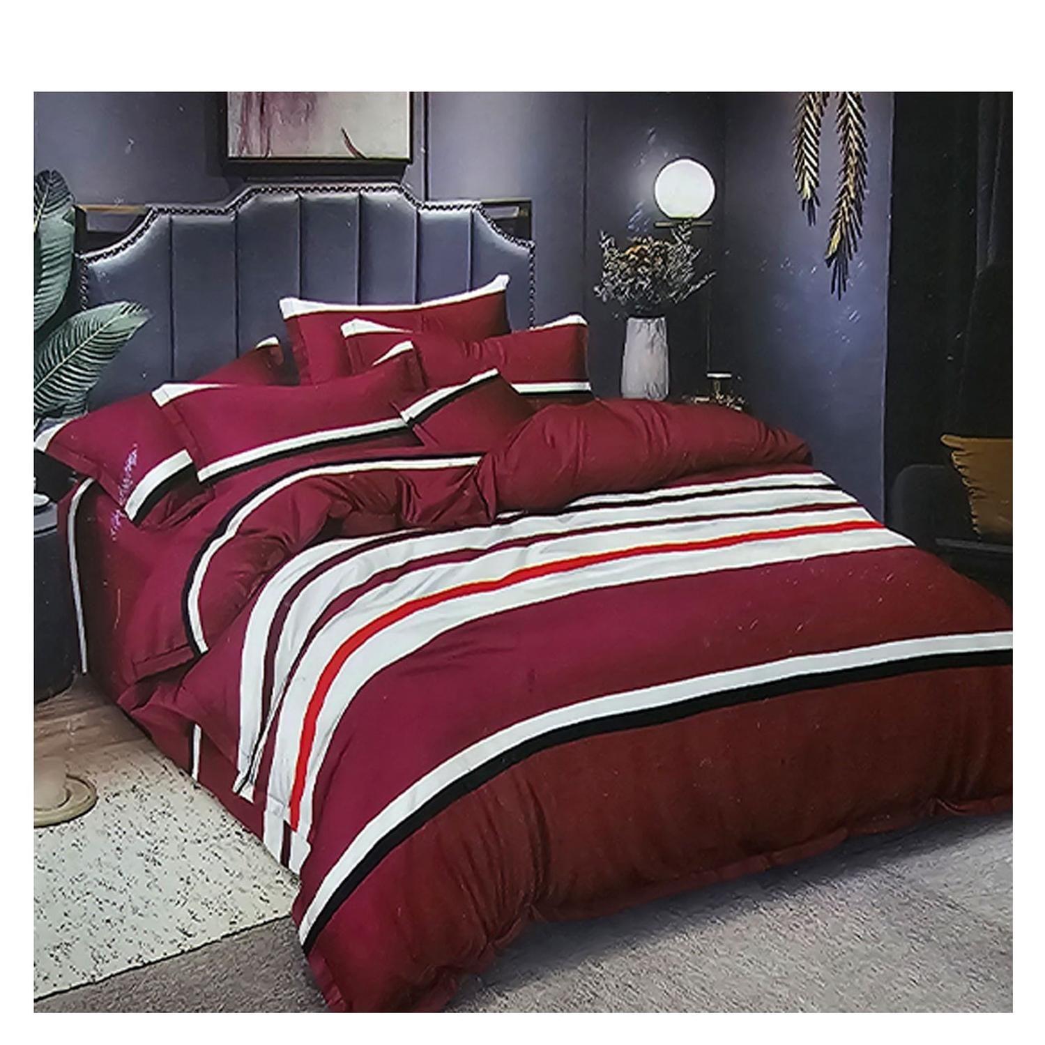 Sabana 800 Hilos 2.0 Plazas Estilo Americano Burdeo Lineas-1