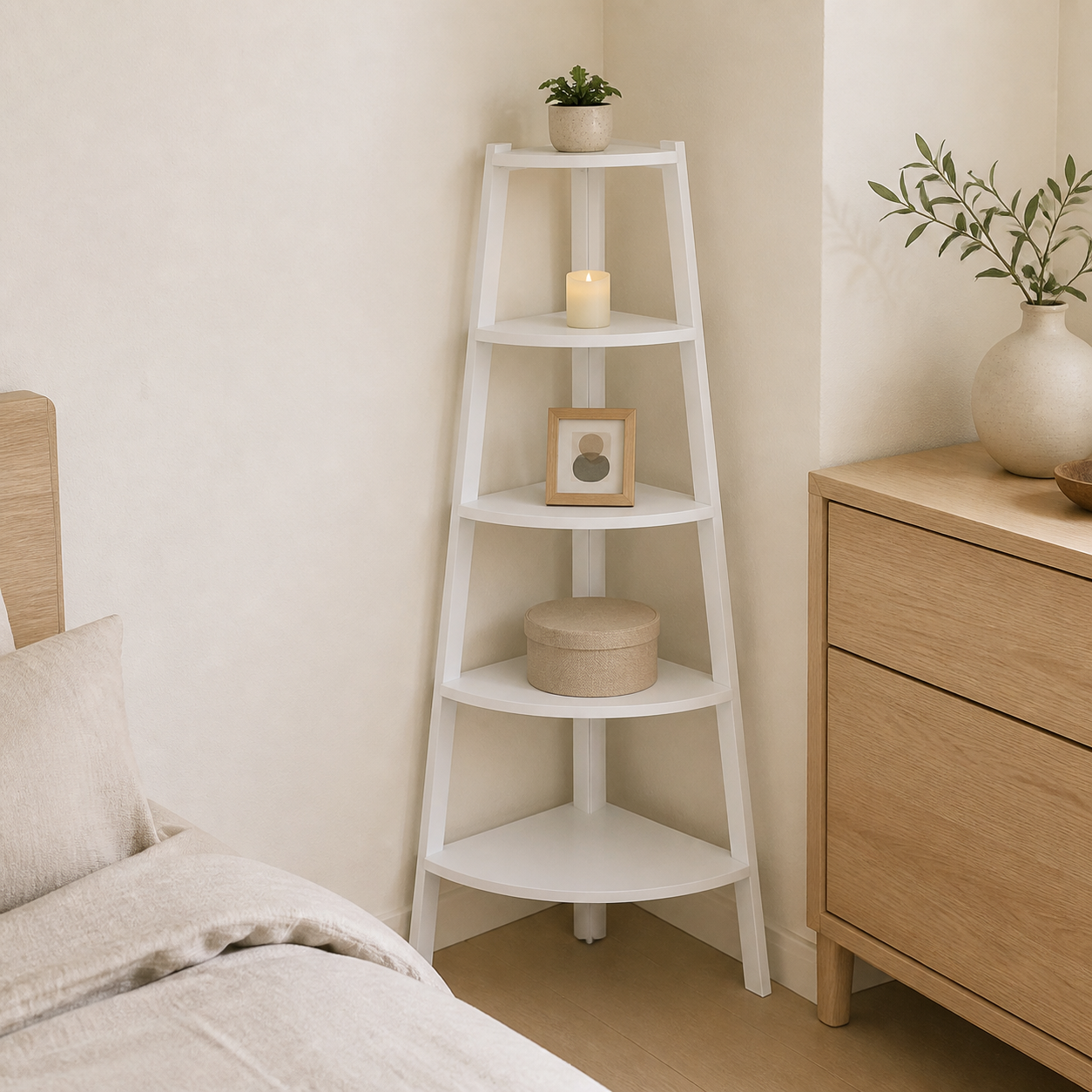 Mueble Esquinero Multiambiente 5 Niveles Blanco 106 Calidad Premium-0