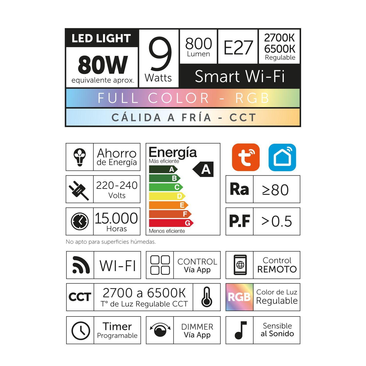 Ampolleta Led Wifi 9w RGB-3