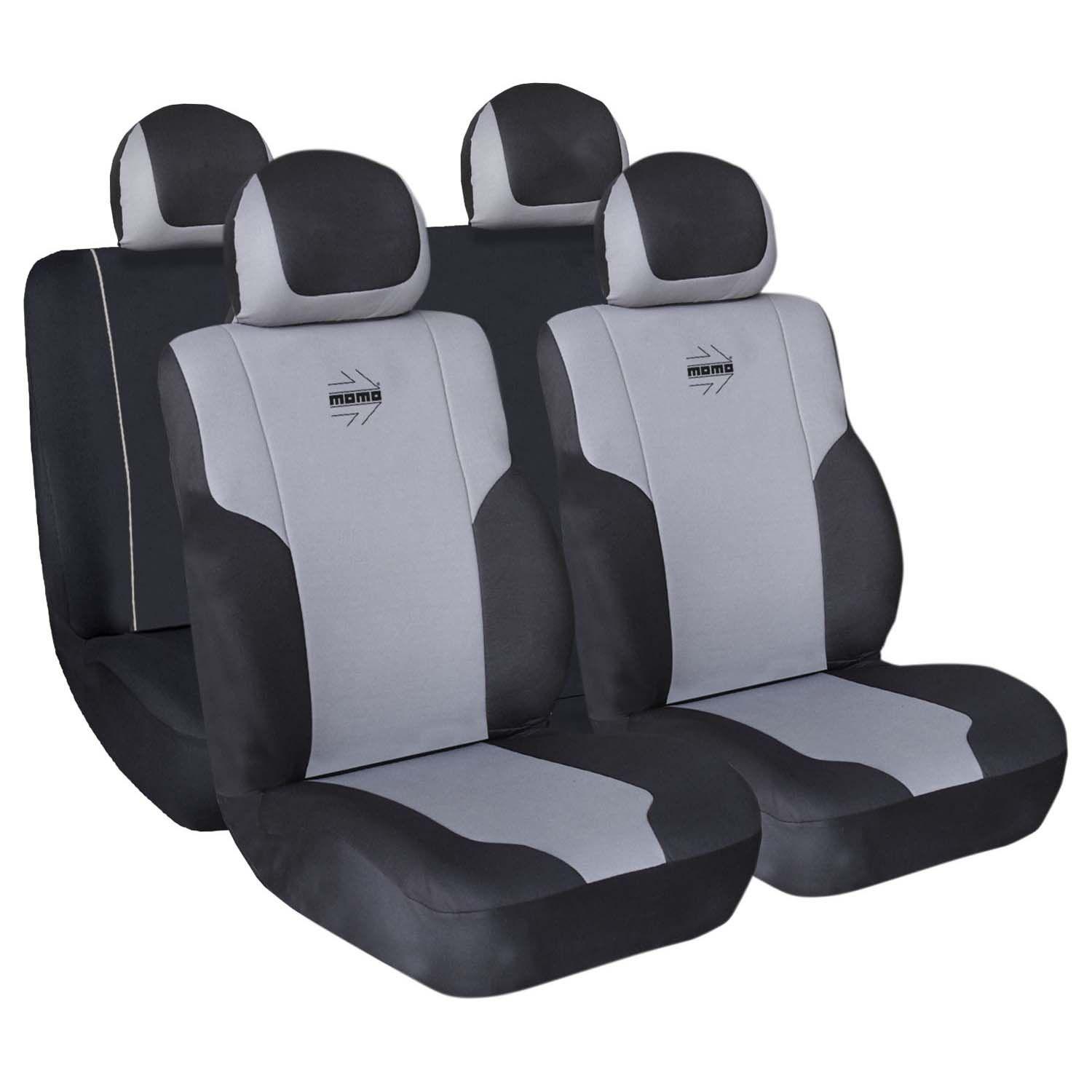 Cubre Asientos Universal Momo Completo Negro/gris 011-0