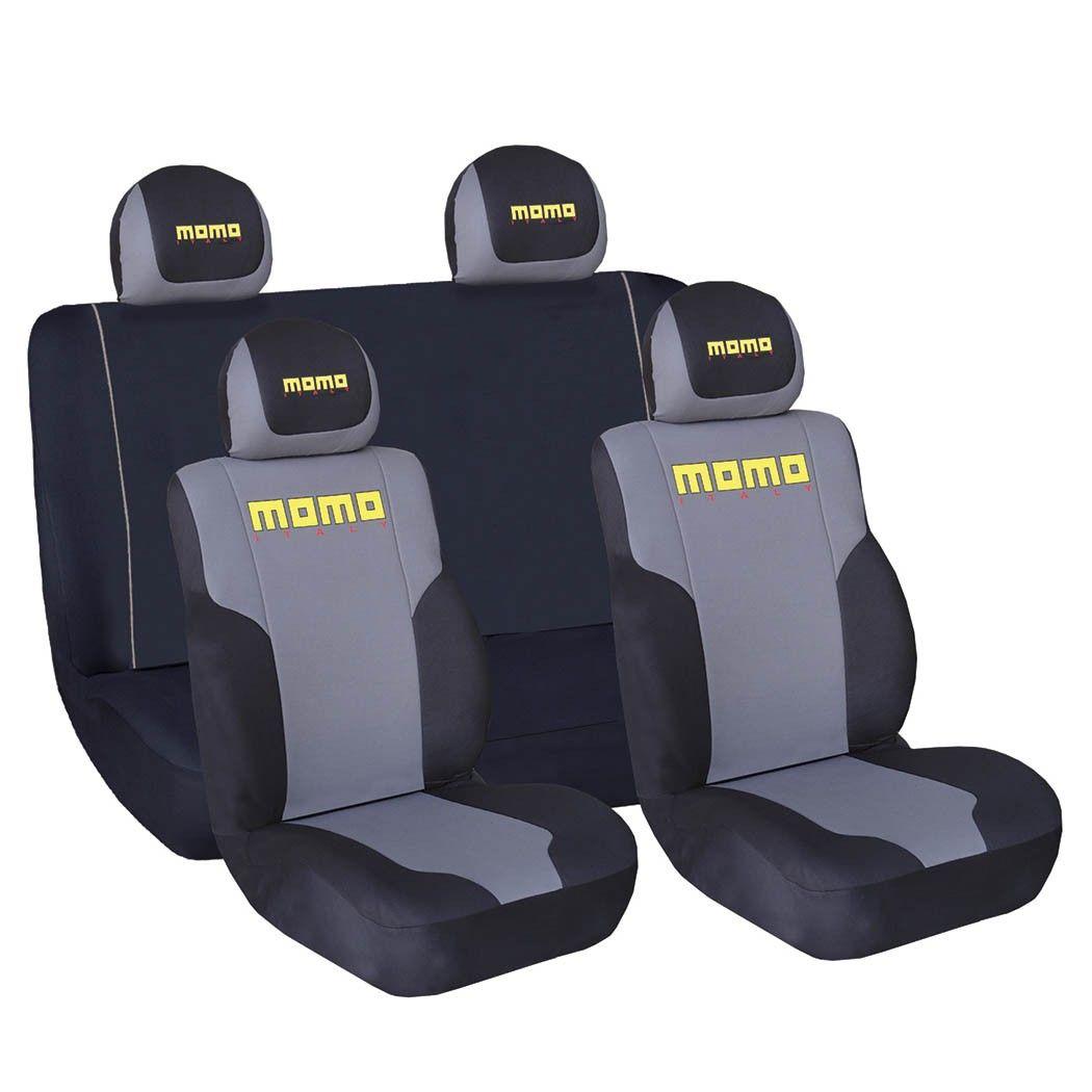 Cubre Asientos Universal Momo Completo Negro/gris 011-1