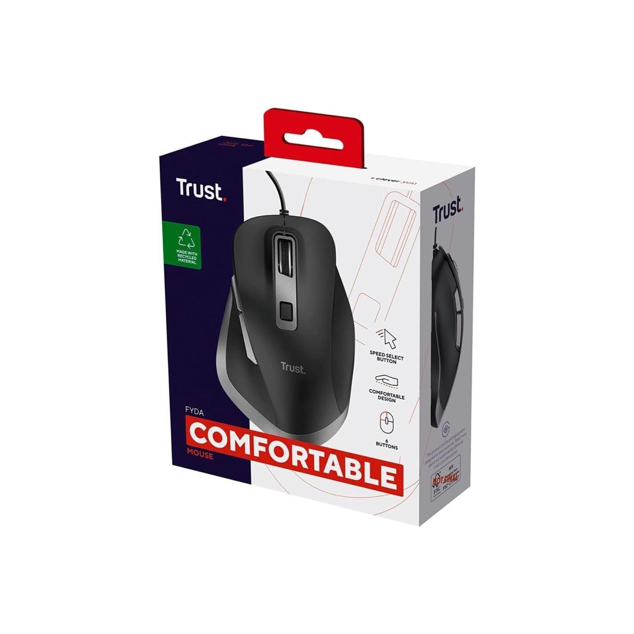 Mouse Fyda Confort Negro con Cable-2