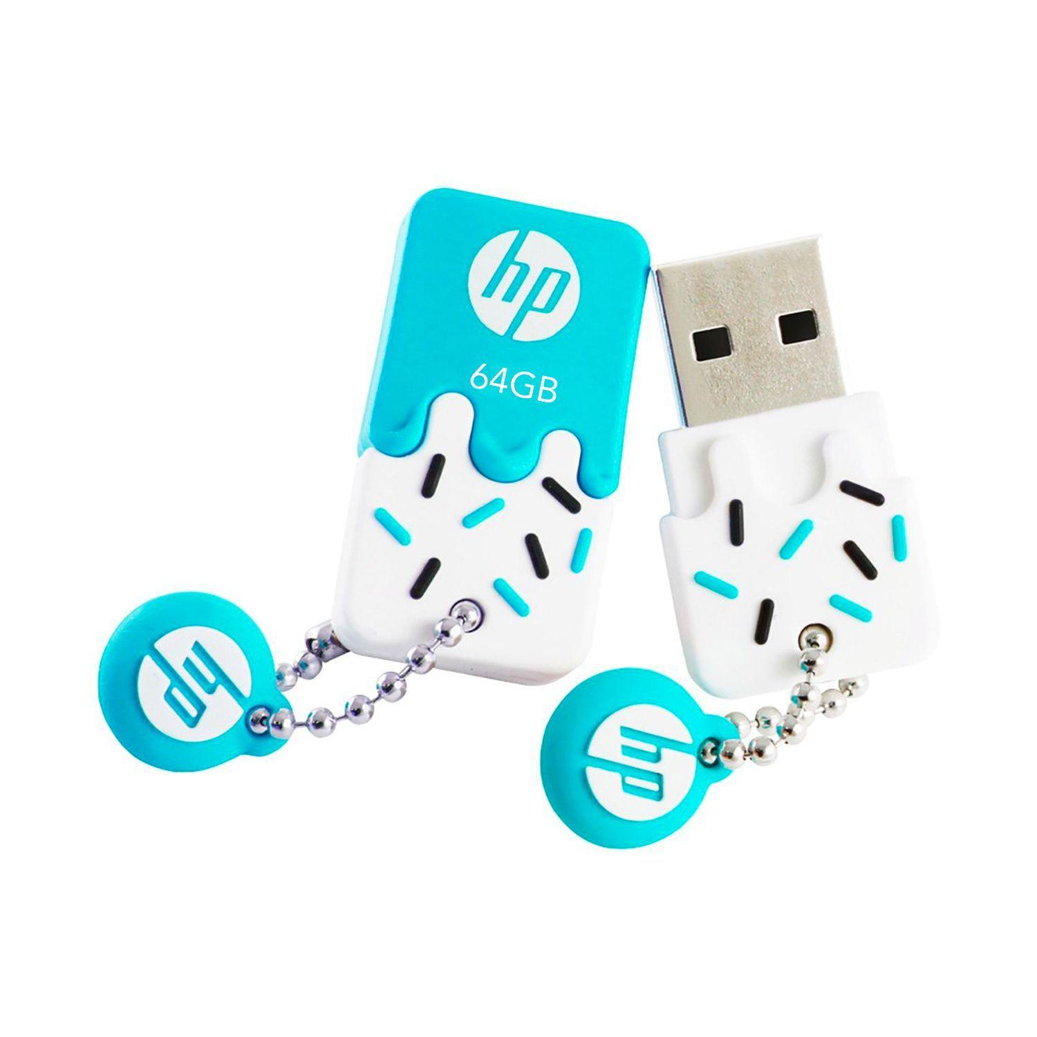 Pendrive USB Goma Azul 64GB 2.0 HP-0