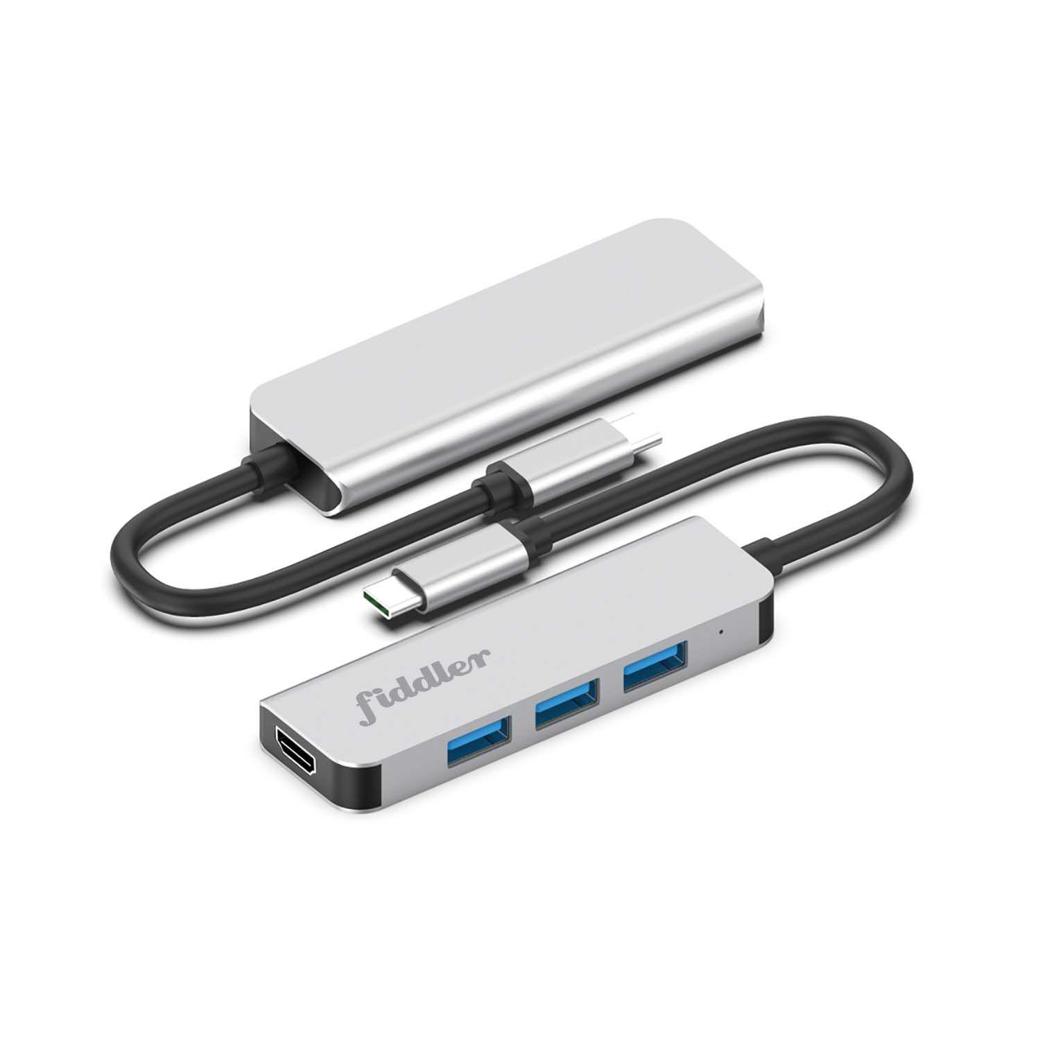 Adaptador USB C a HDMI 4K/30Hz + 3 USB 3.0/5Gbps Fiddler-2