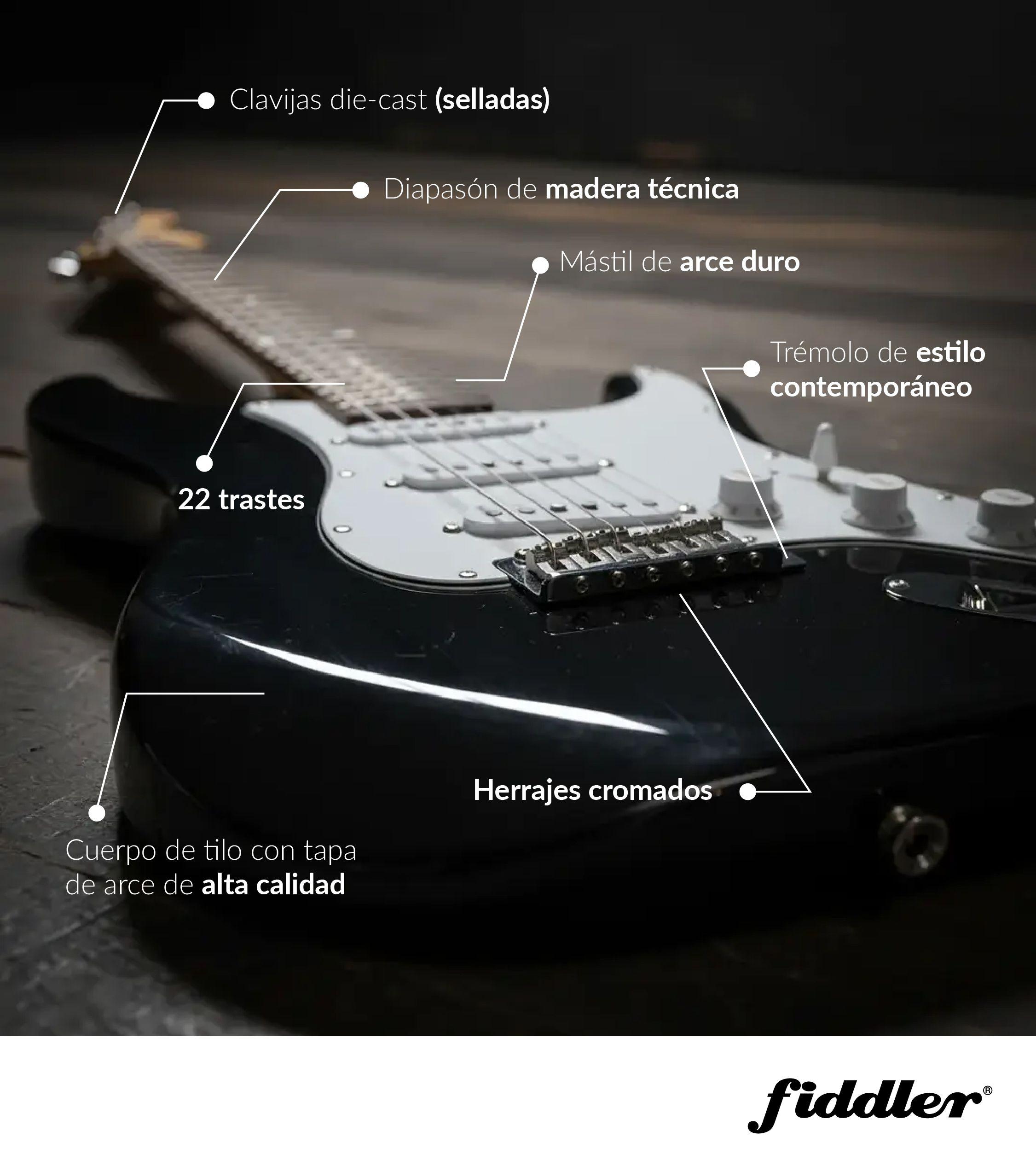 Combo Guitarra Eléctrica Negra + Amplificador Fiddler-6