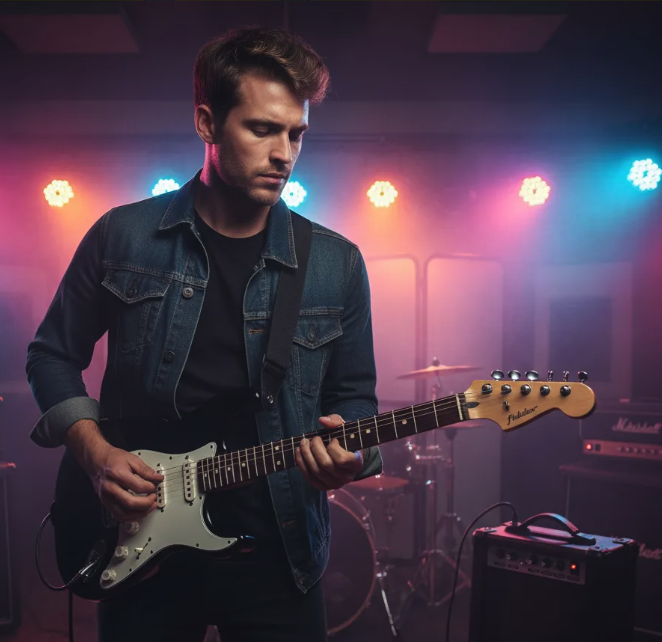 Combo Guitarra Eléctrica Negra + Amplificador Fiddler-7