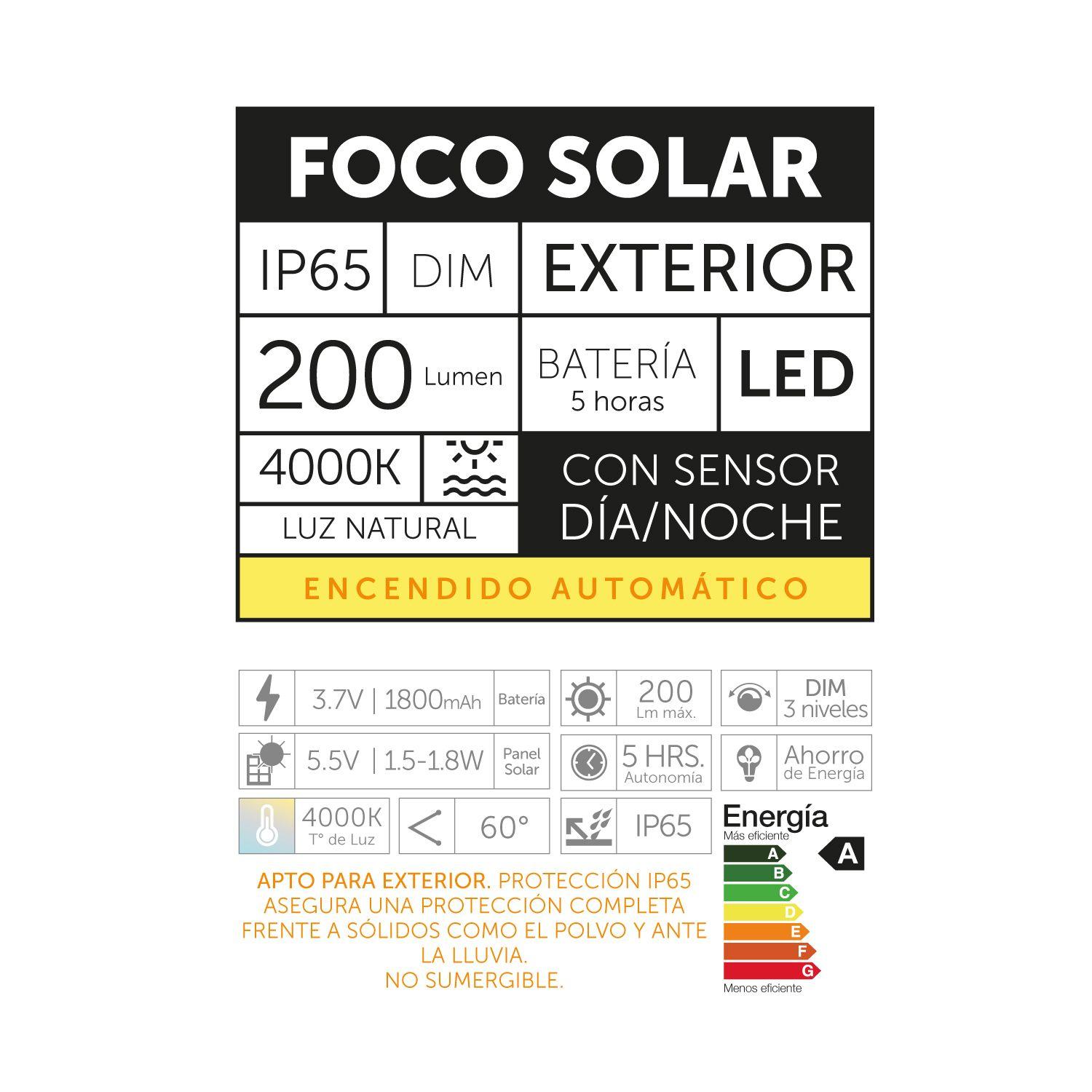 Foco Led Exterior con Panel Solar Luz Natural-4