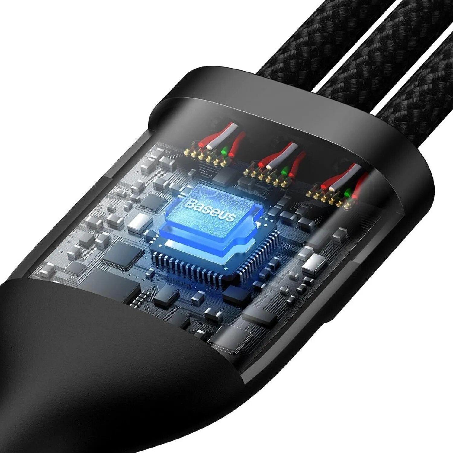Cable 3 en 1 Type-C a MicroUSB+Lightning+USB-C 100W 1.5m Neg-2