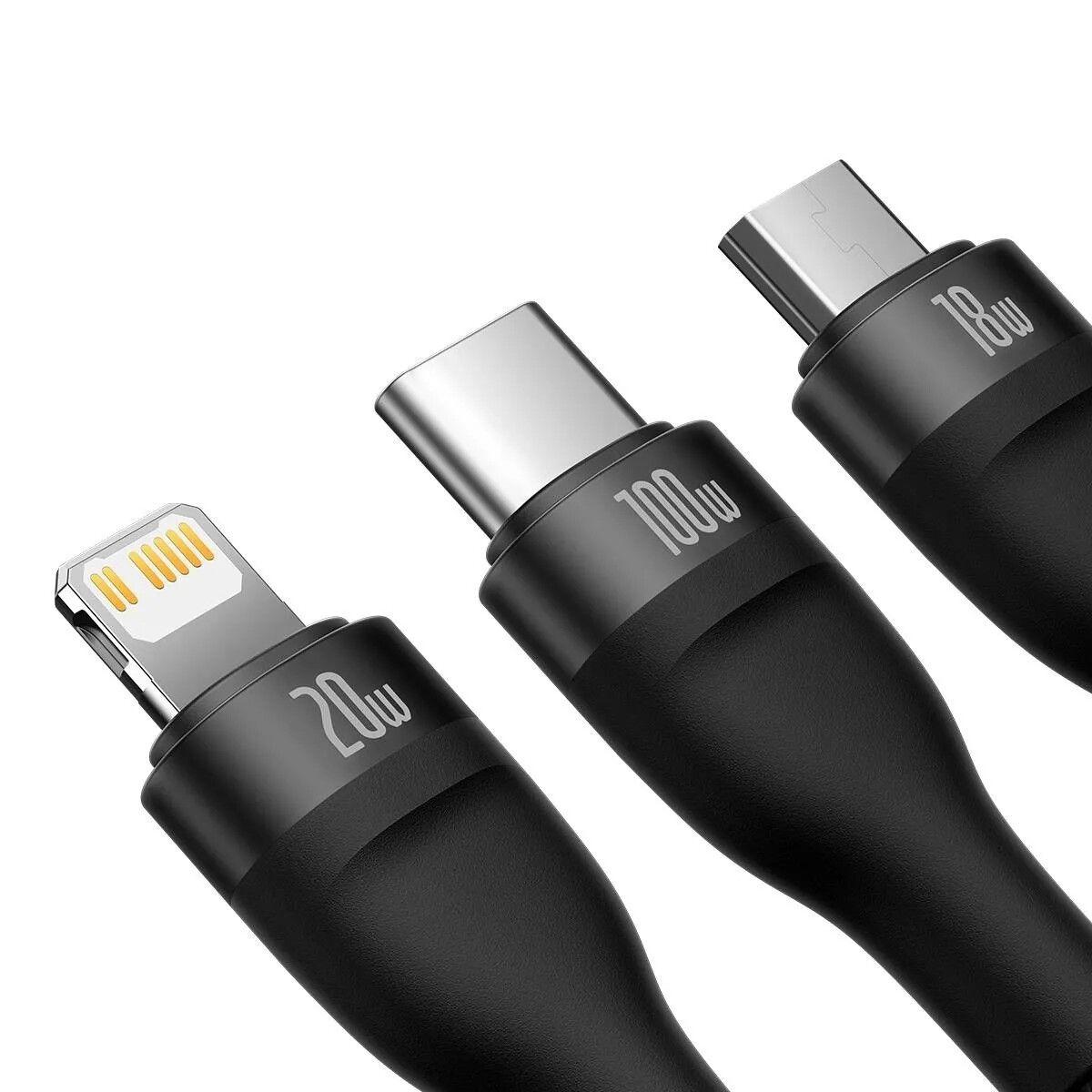 Cable 3 en 1 Type-C a MicroUSB+Lightning+USB-C 100W 1.5m Neg-3