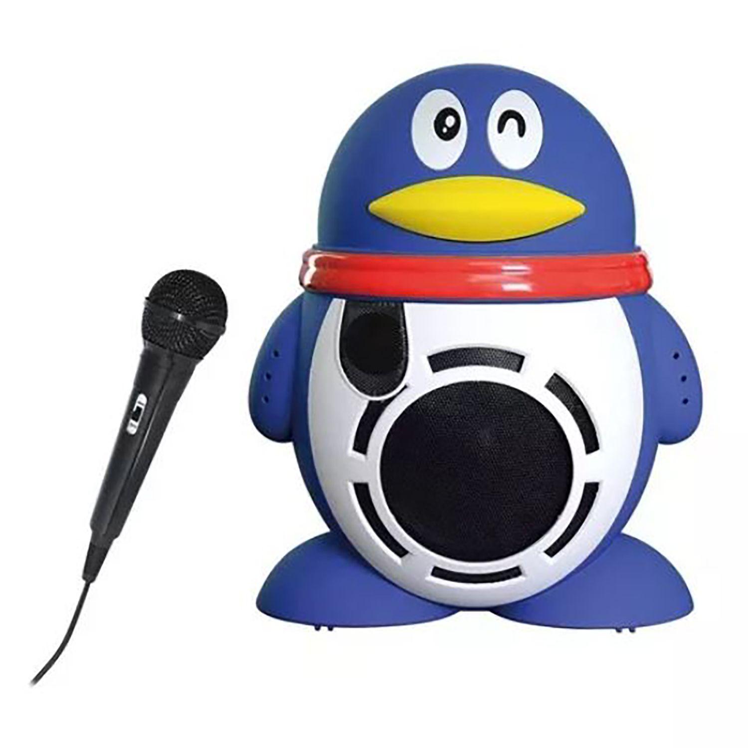 Parlante Karaoke Pingüino Portátil Para Niños Azul-0