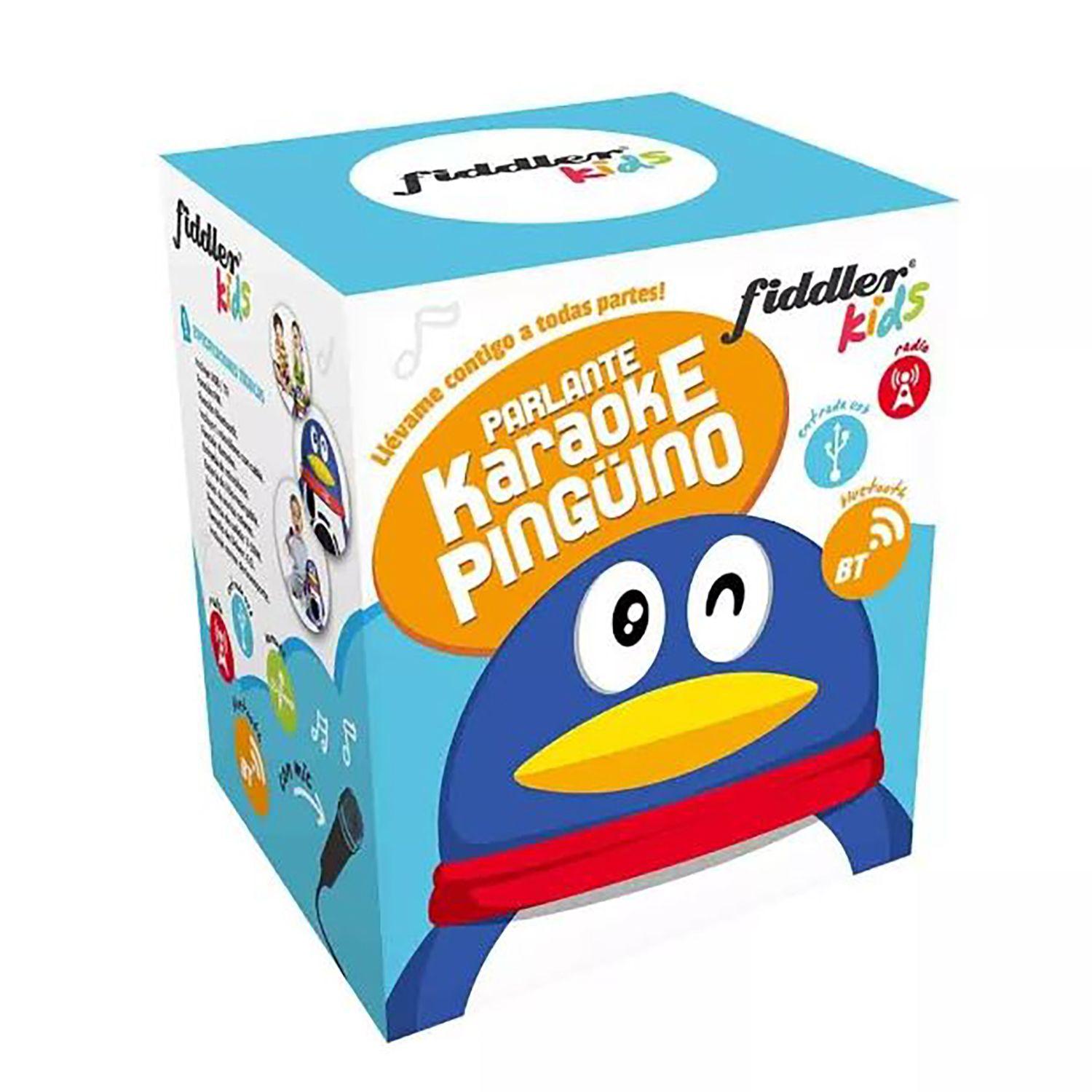 Parlante Karaoke Pingüino Portátil Para Niños Azul-3