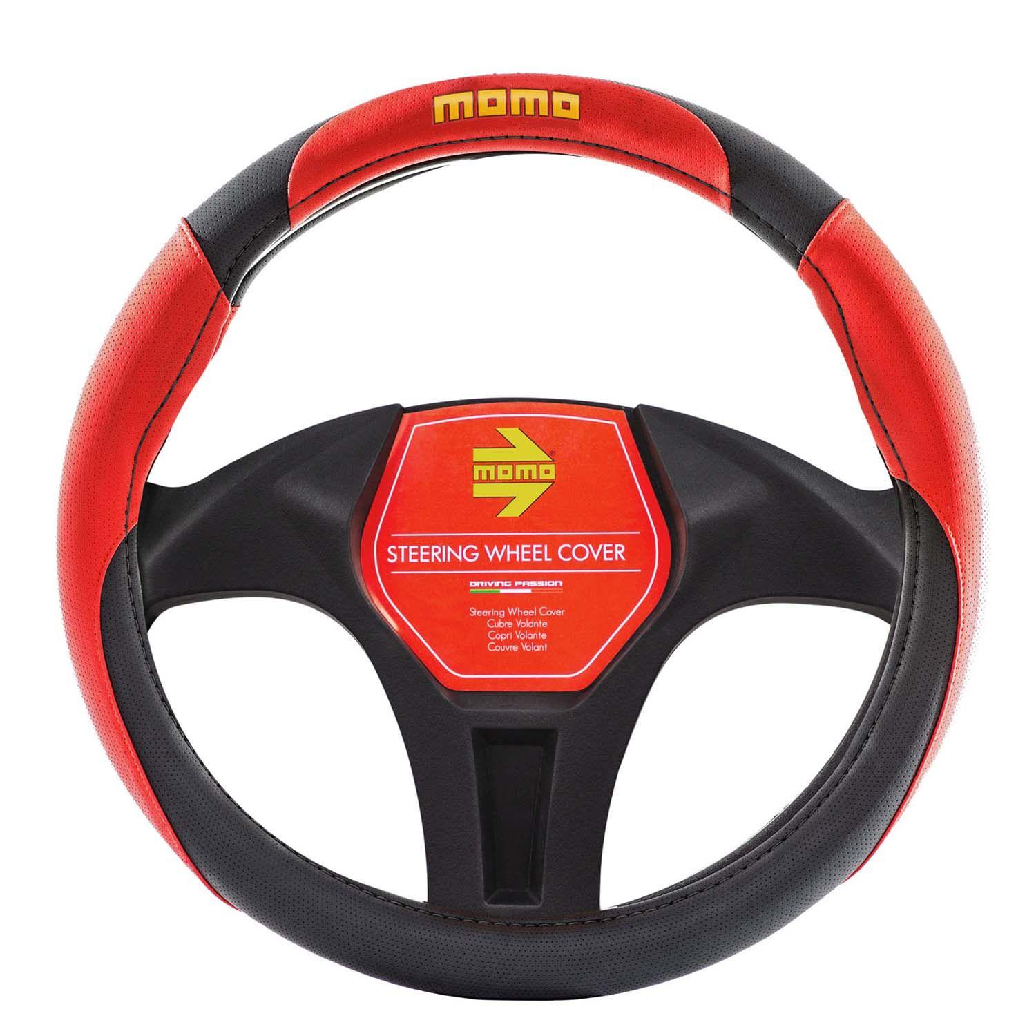 Cubre Volante MOMO Negro - Rojo-0