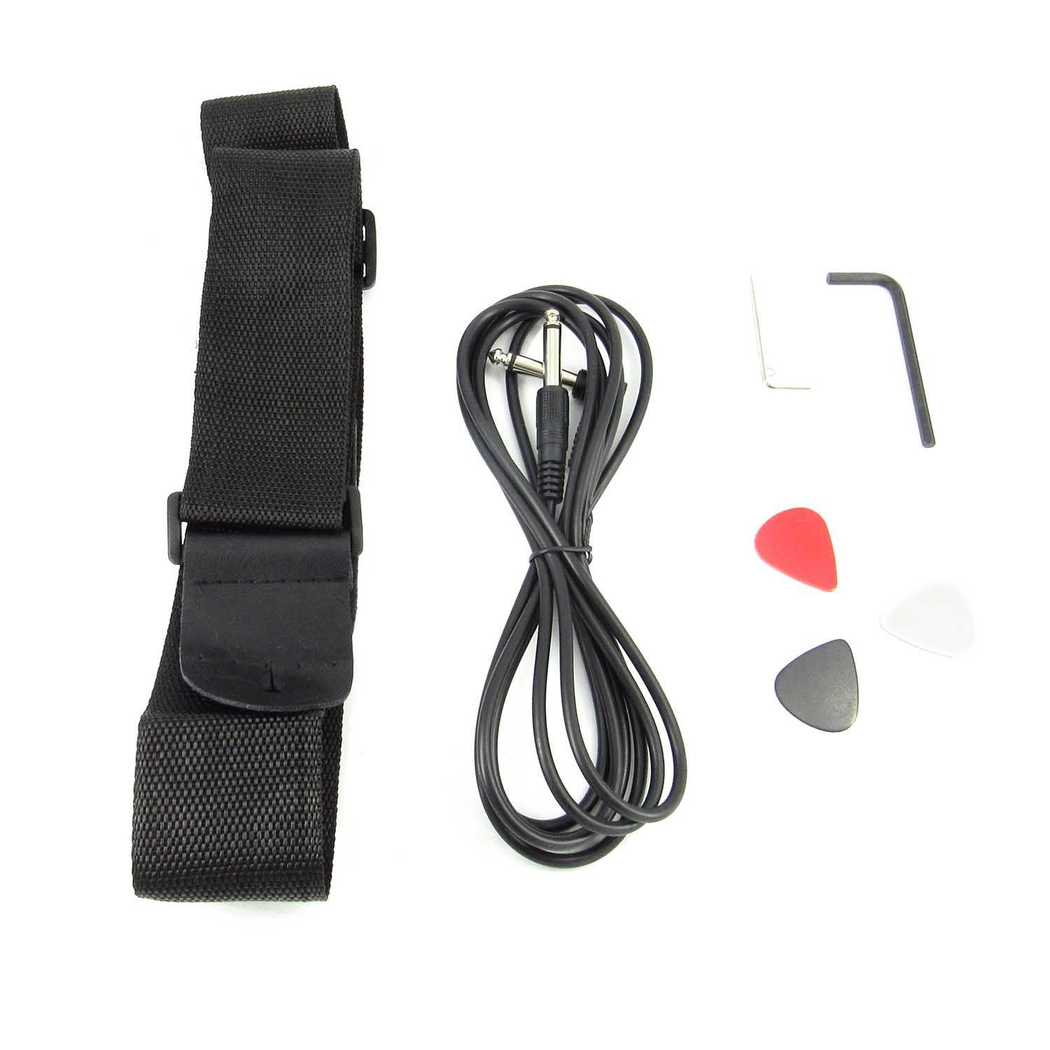 Bajo Eléctrico Fiddler Negro + Amplificador 20W-6