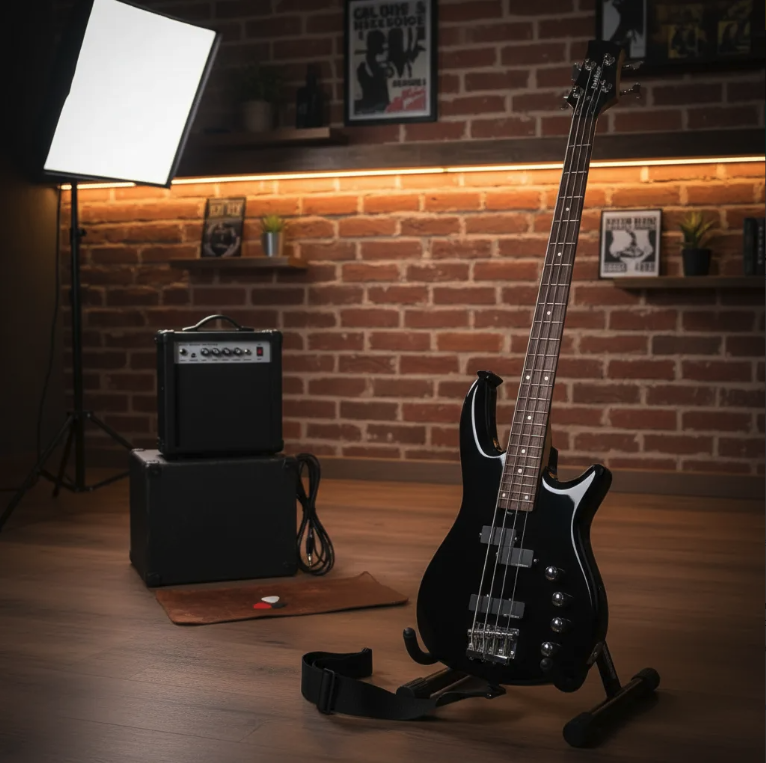 Bajo Eléctrico Fiddler Negro + Amplificador 20W-7