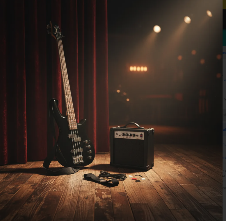 Bajo Eléctrico Fiddler Negro + Amplificador 20W-8