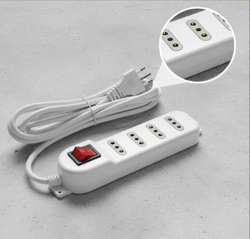 Alargador Zapatilla con Switch 4 posiciones 3 Metros Blanco-4