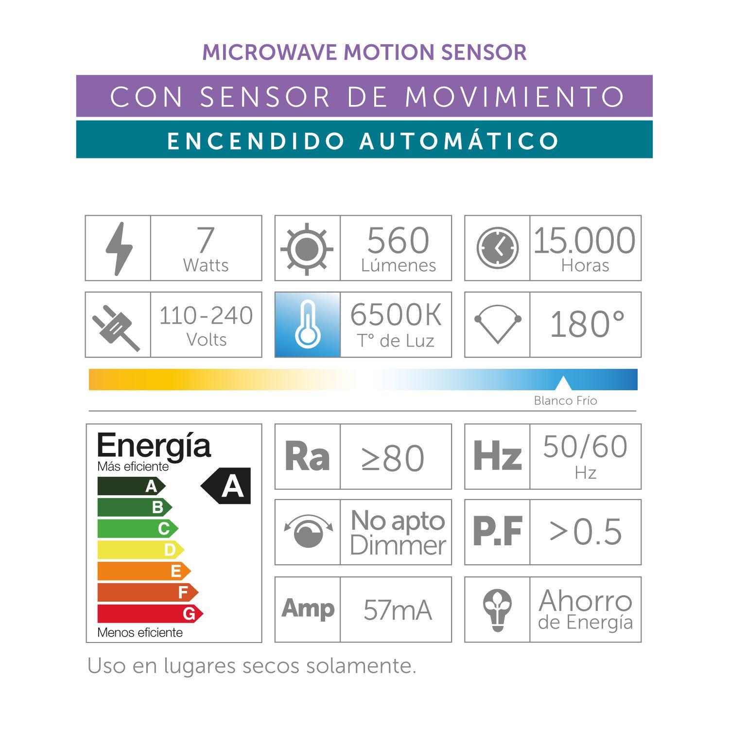 Ampolleta Led a60 con Sensor de Movimiento 7w-3