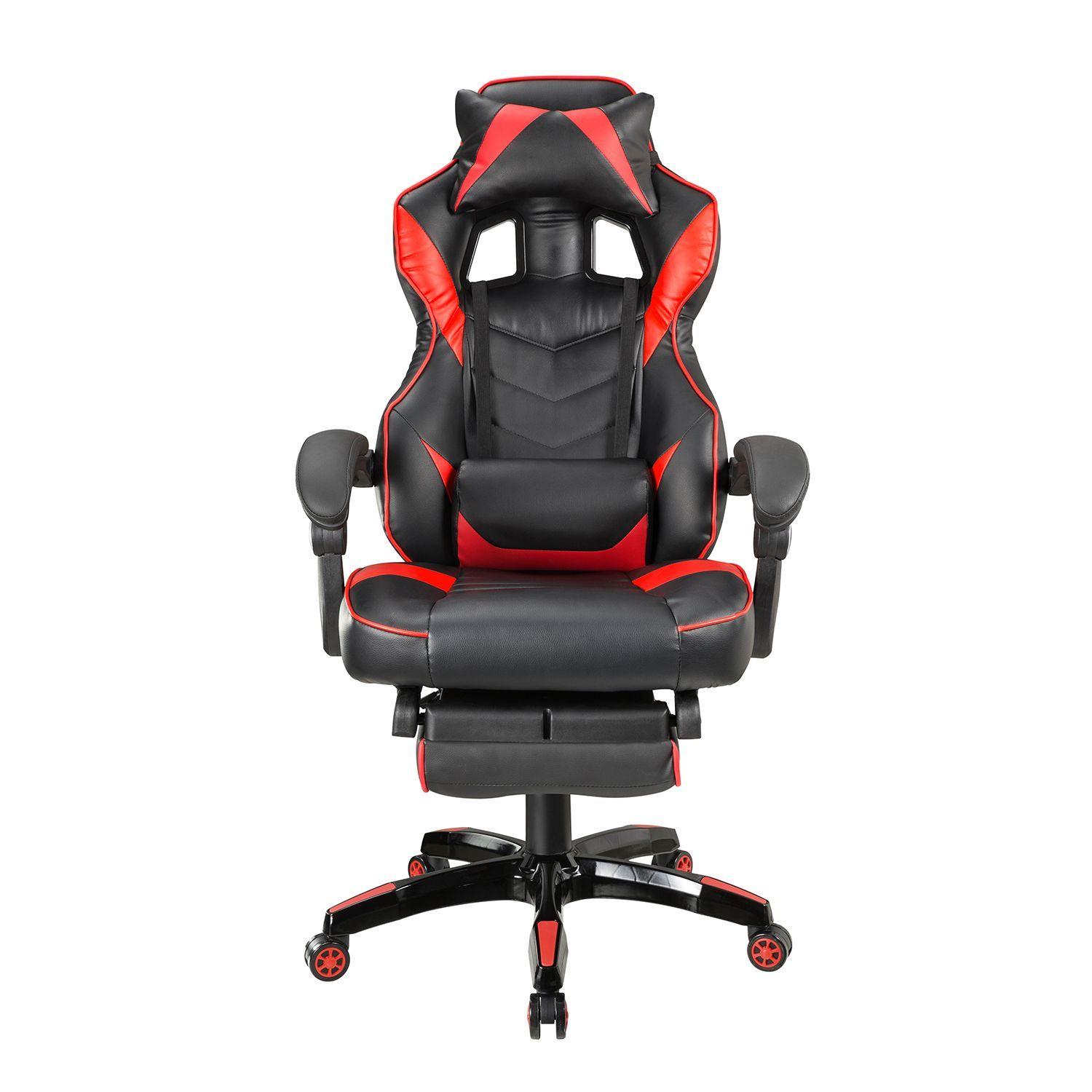 Silla Gamer Ergonómica Con Reposapiés Macrotel Negro/rojo-2