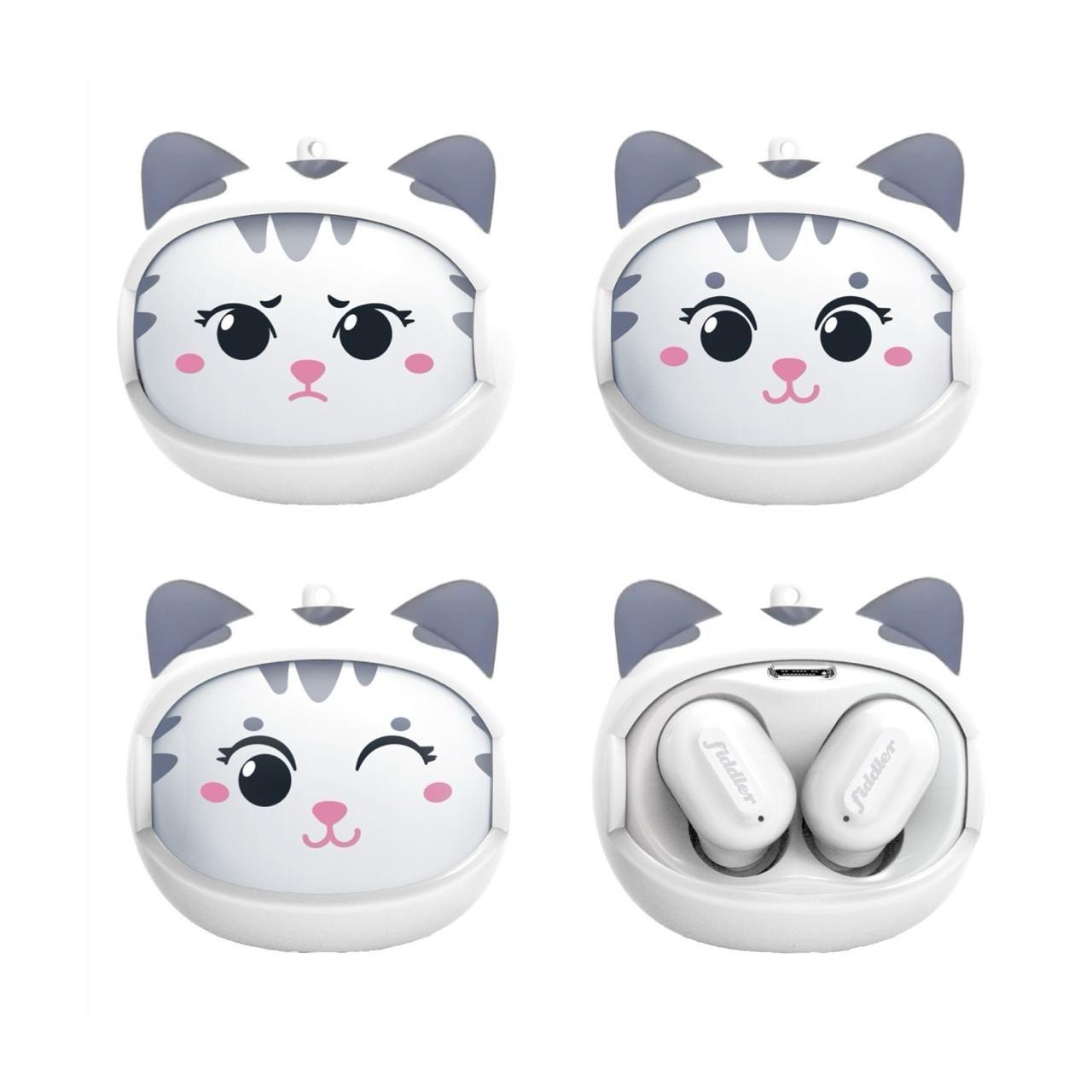 Audífono Bluetooth Cat Kawaii Rolling Face-4