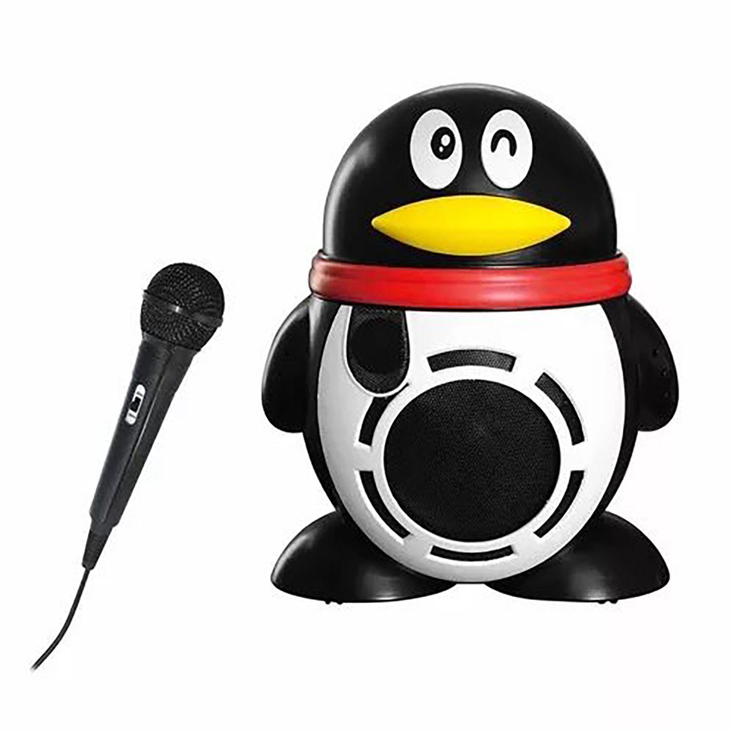Parlante Karaoke Pingüino Portátil Para Niños Negro-0