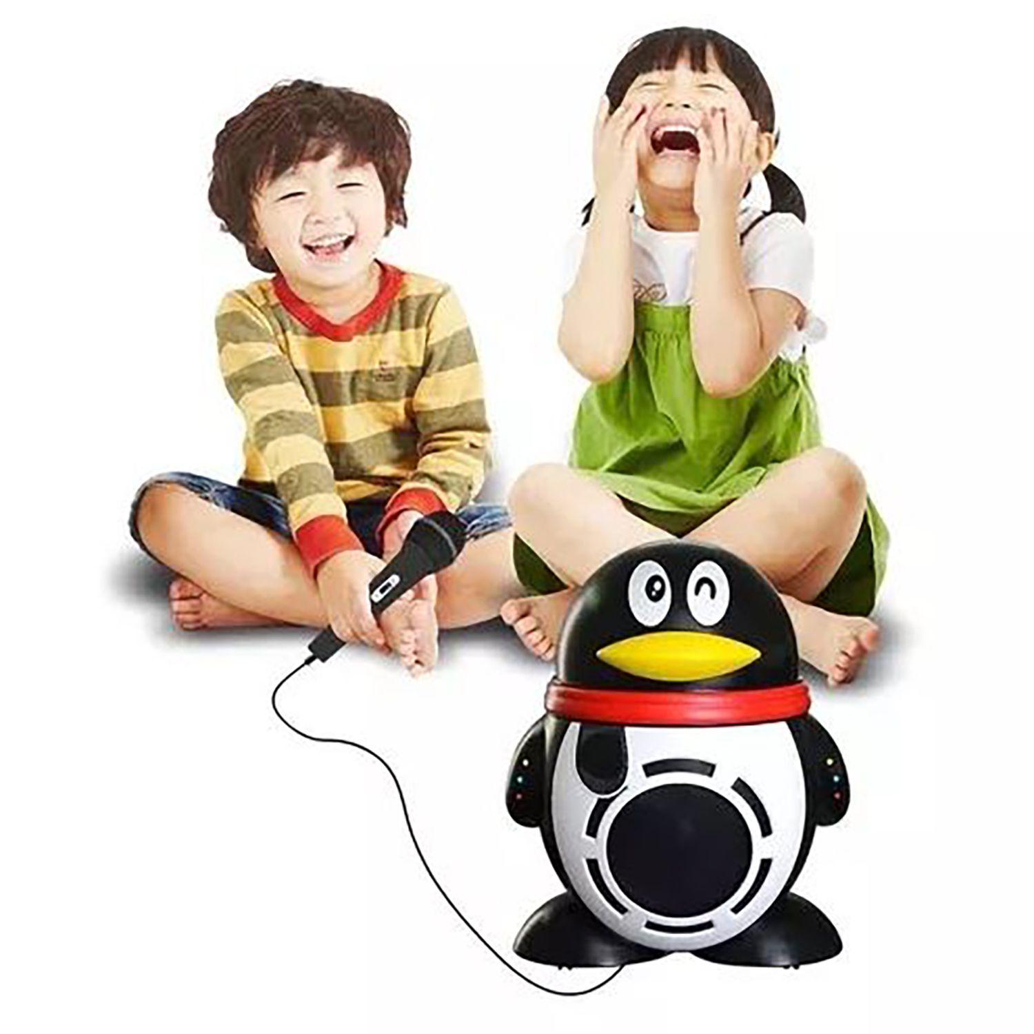 Parlante Karaoke Pingüino Portátil Para Niños Negro-2
