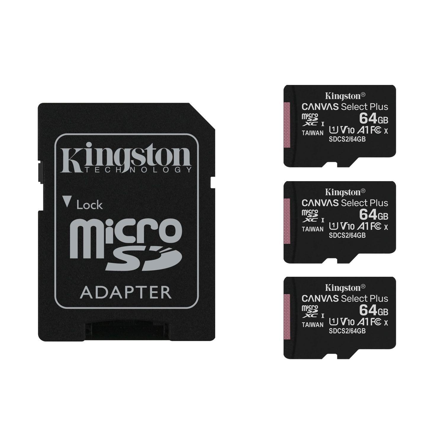 Pack 3 Memoria Micro SD 64GB Canvas Select Plus Kingston-0