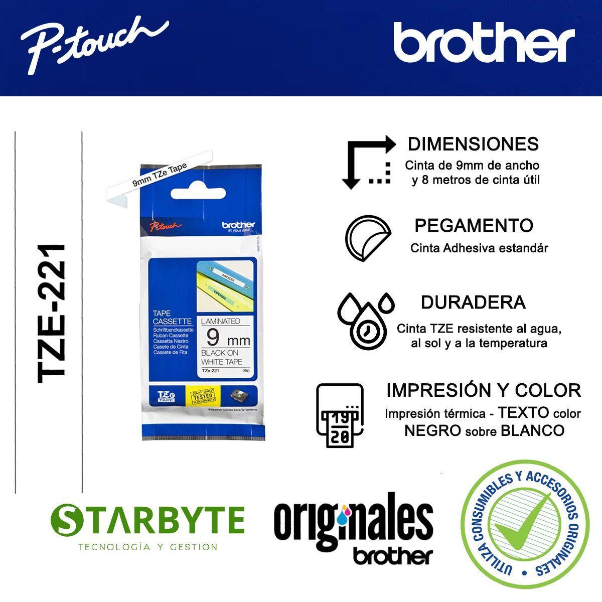 Etiquetas Brother Tze-221 9MM para rotuladora-2