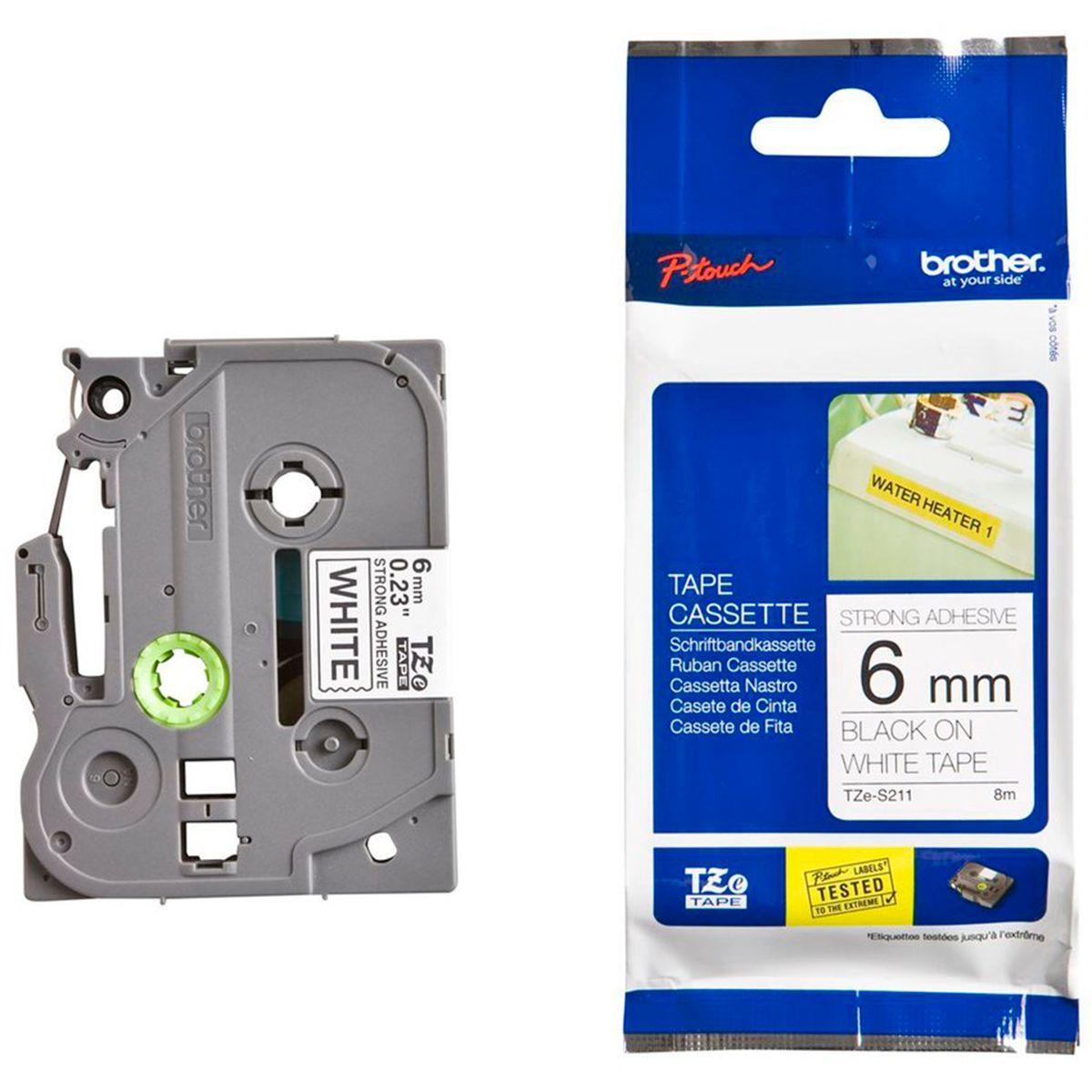 Etiquetas Brother Tze-S211 6MM Súper Adhesiva para rotuladora-1