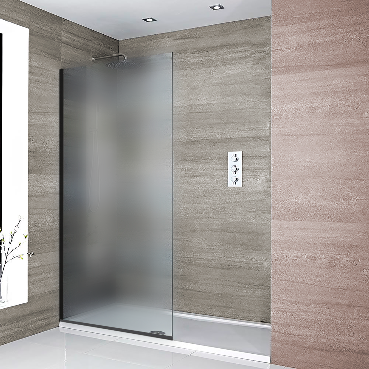 Shower door fija empavonado 100 x 190 Black-0