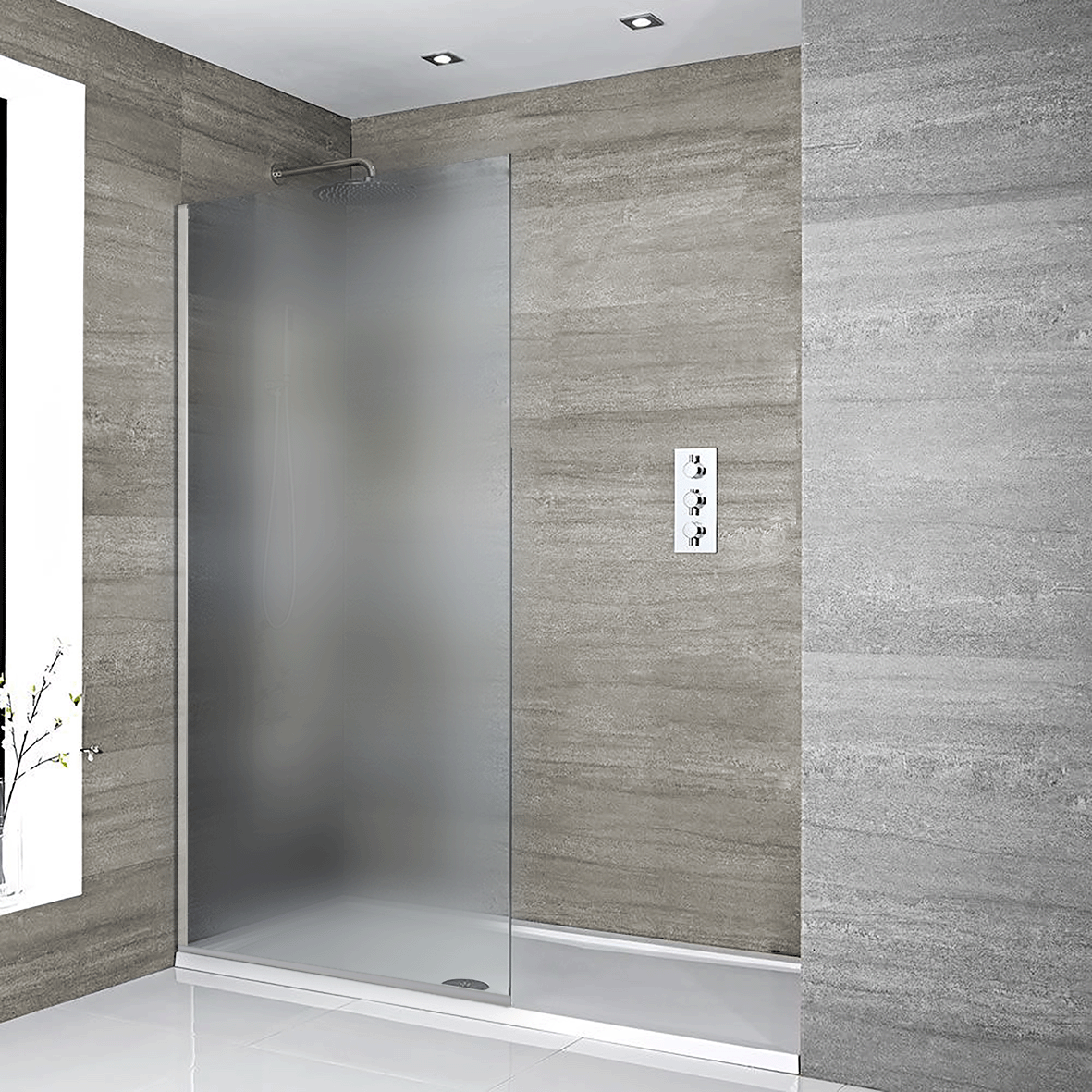 Shower door fija empavonado 100 x 190 Aluminio-0