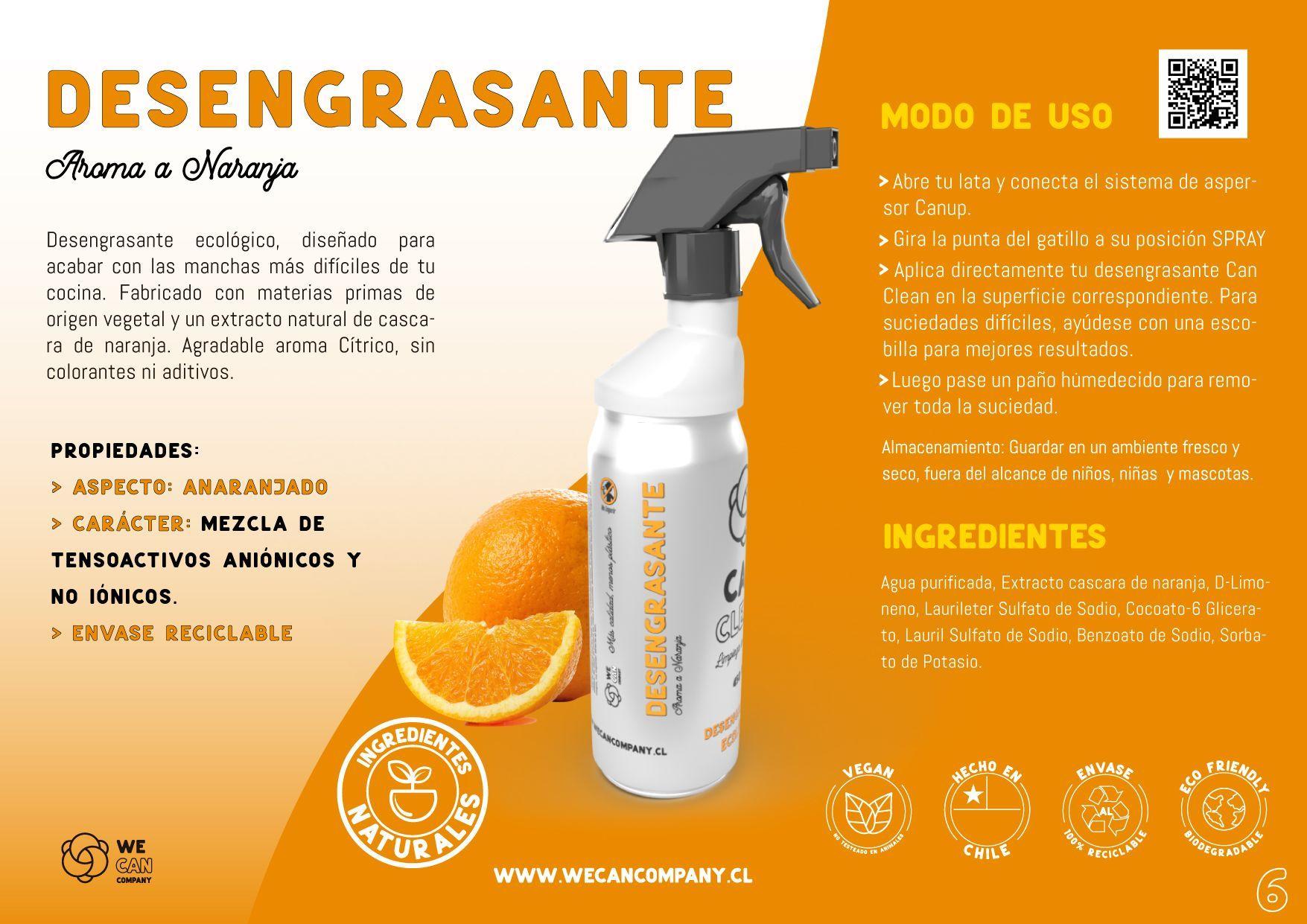 (Primera Compra) Desengrasante Ecológico en Lata Ingredientes Naturales 450 mL + Sistema Spray Canup-2