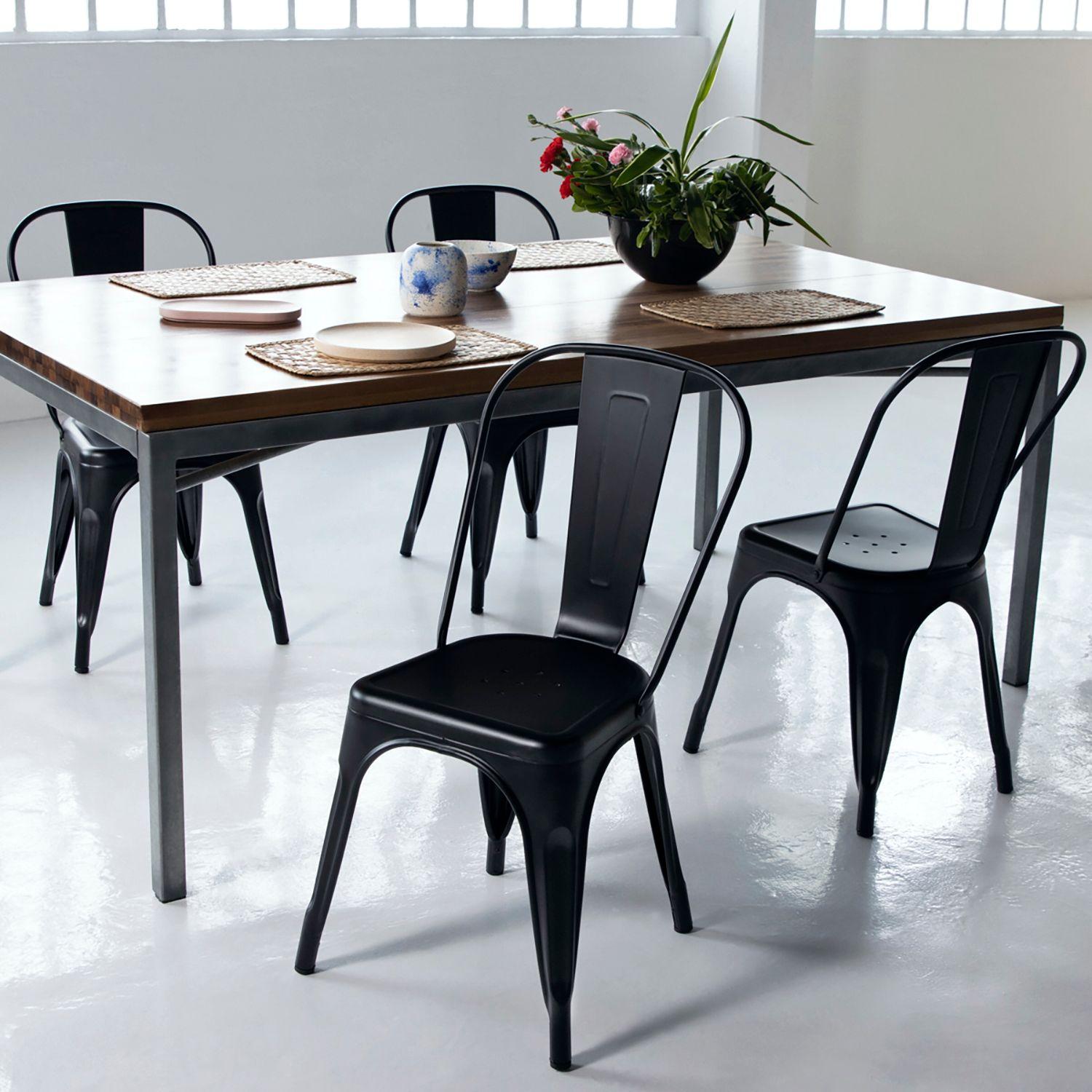 Set De 4 Sillas Áncora De Comedor Tipo Tolix Negras-6