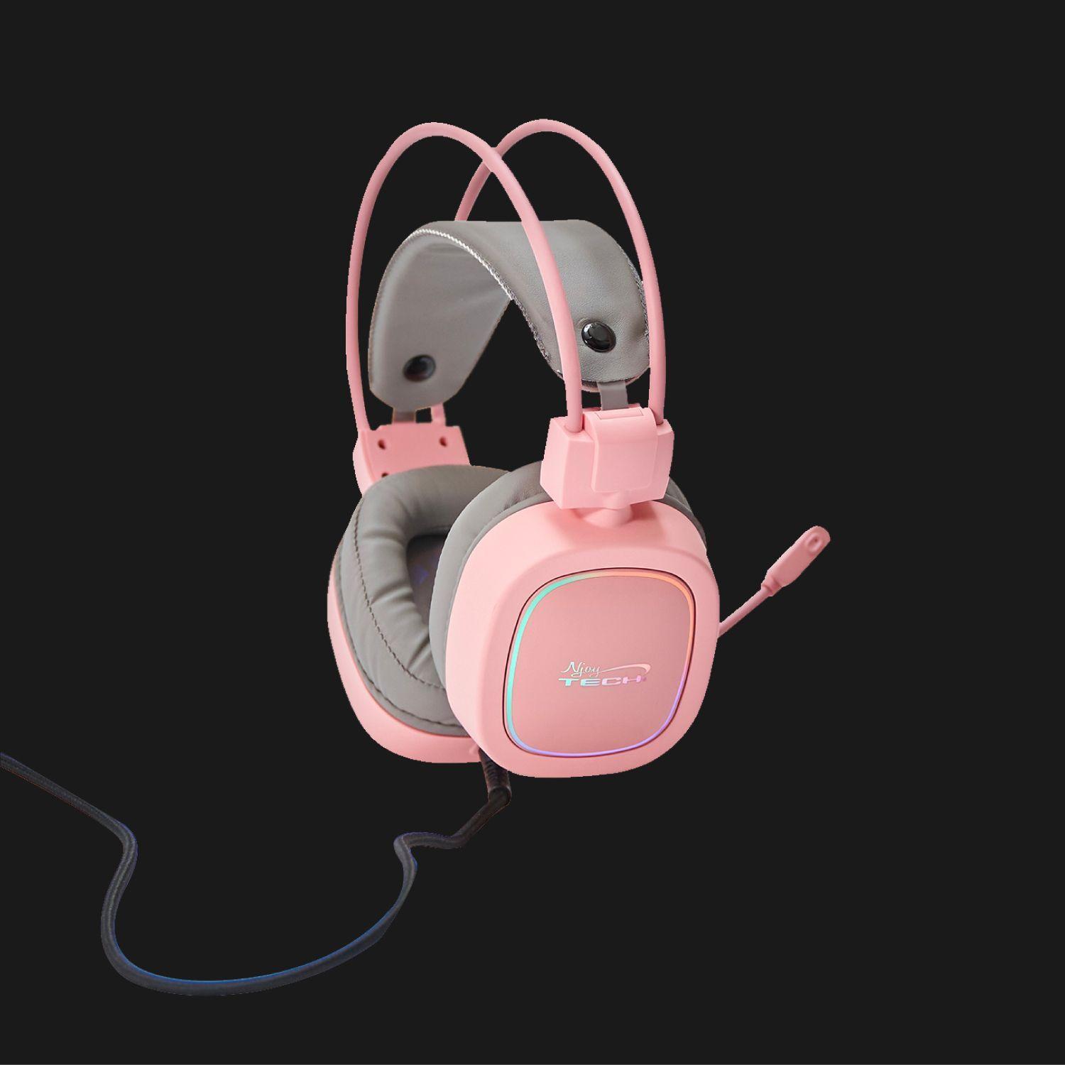 Audífono Gamer Njoytech Rosado Usb V7.1 Retroiluminado Rgb-2