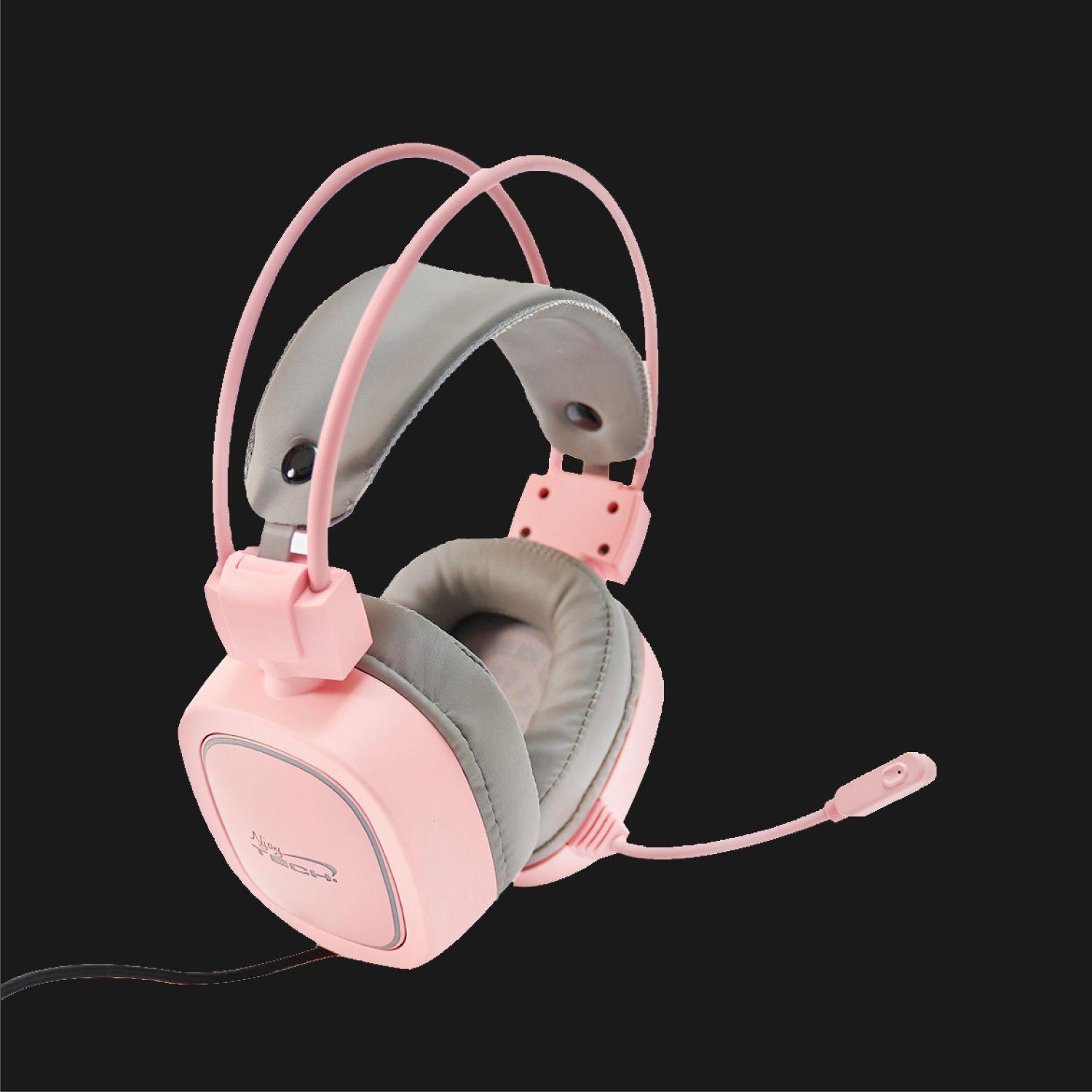 Audífono Gamer Njoytech Rosado Usb V7.1 Retroiluminado Rgb-1