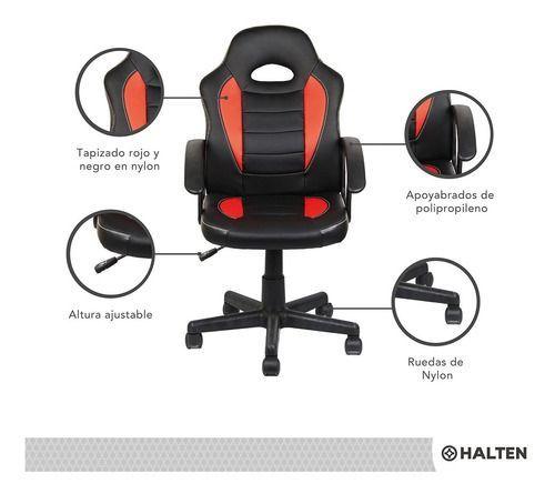 Silla Gamer De Escritorio Halten Negra Y Roja-7