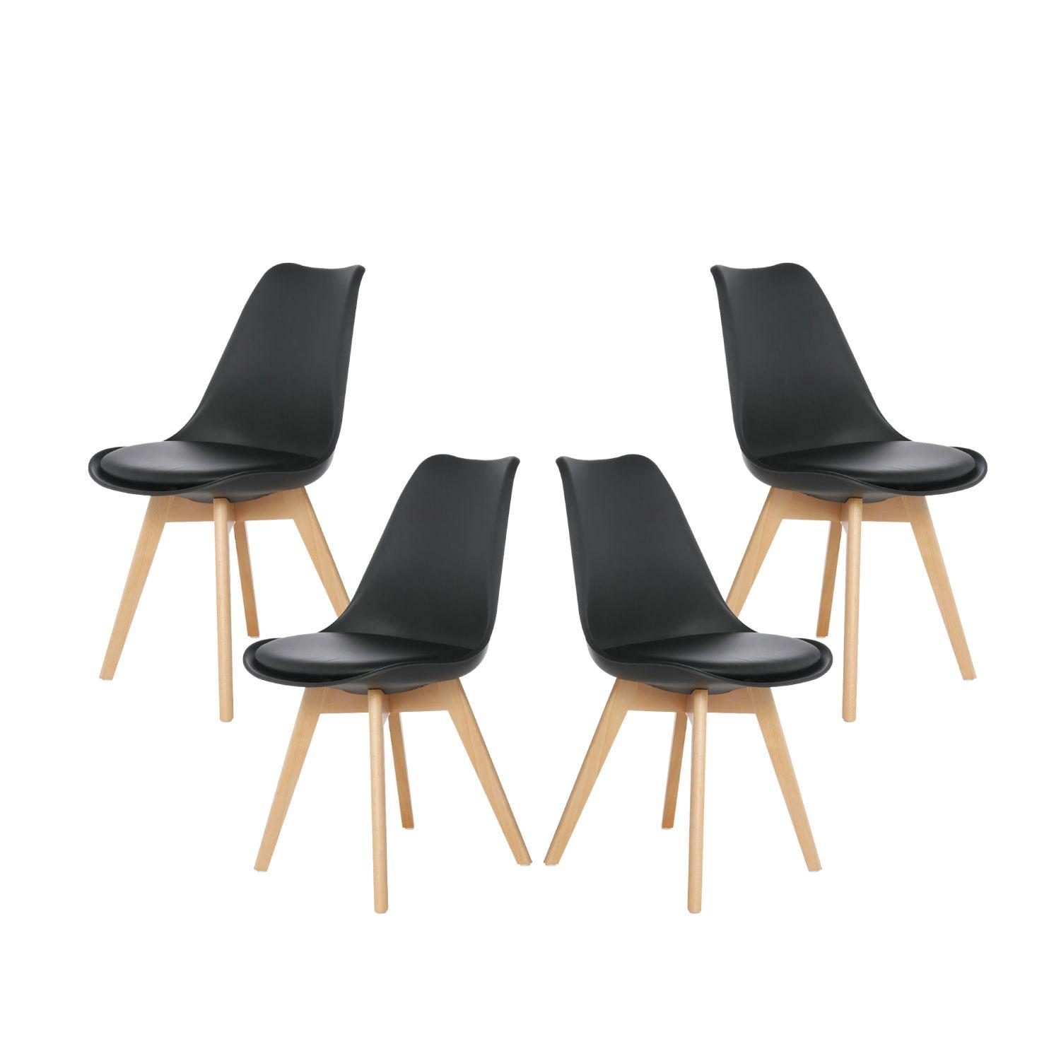 Set De 4 Sillas Áncora De Comedor Tulip Acolchadas Negras-0